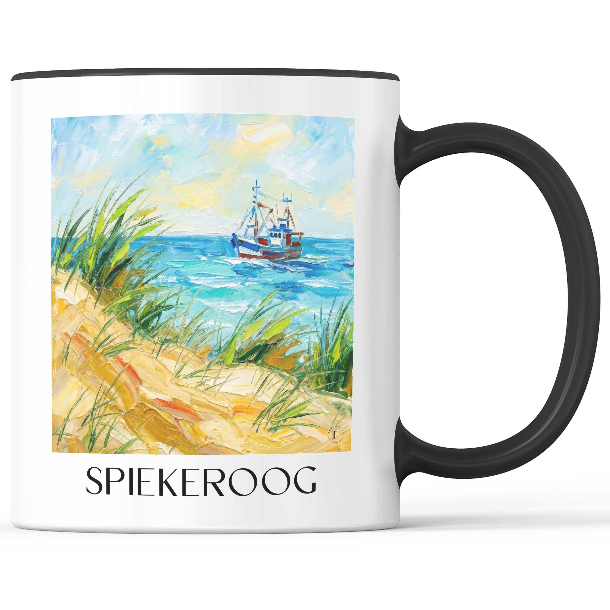 Spiekeroog Kaffeebecher - Ostfriesland - Deutschland Becher - Kaffeetasse im Ölgemälde Stil