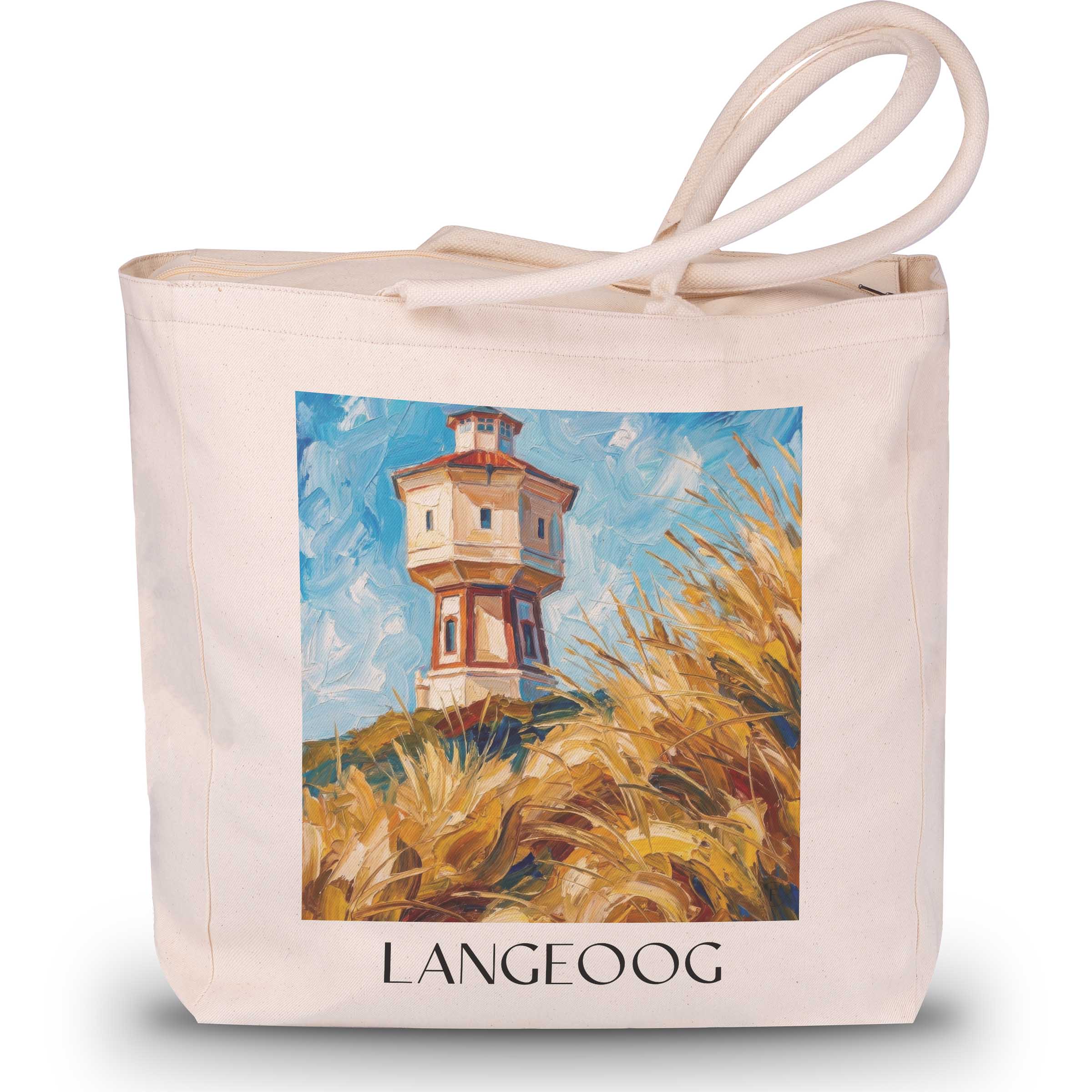Langeoog Shopping Tasche - Ostfriesland - Deutschland Tote Bag - Einkaufstasche im Ölgemälde Stil