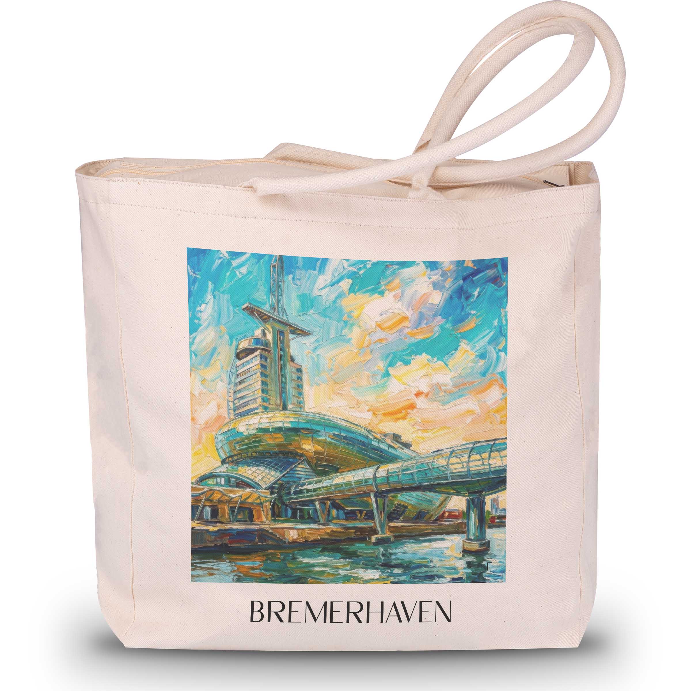 Bremerhaven Shopping Tasche - Bremen - Deutschland Tote Bag - Einkaufstasche im Ölgemälde Stil