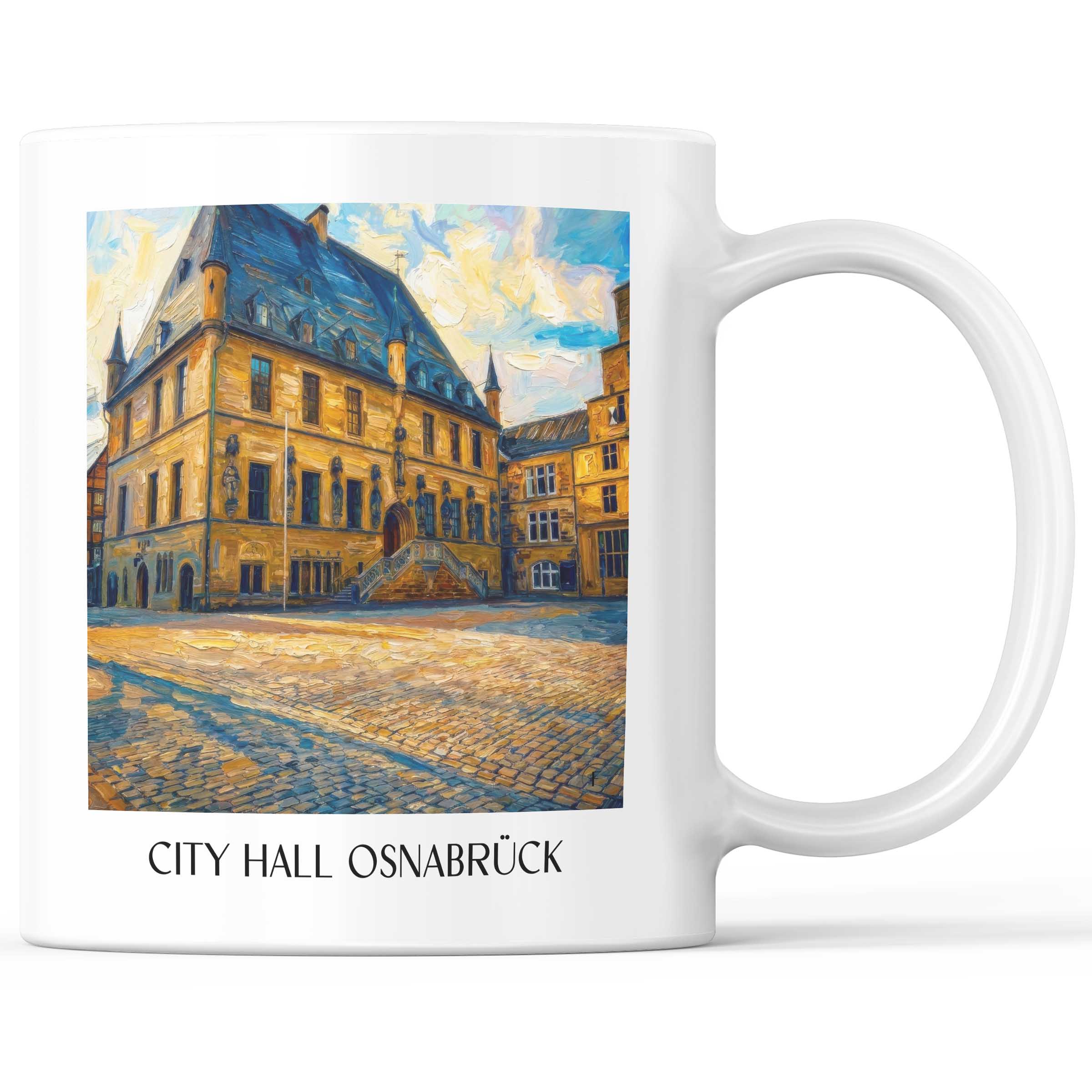 Rathaus Kaffeebecher - Osnabrück - Deutschland Becher - Kaffeetasse im Ölgemälde Stil