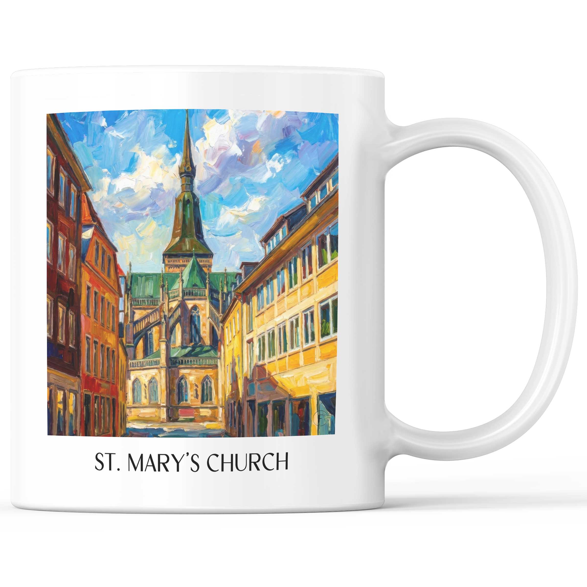 Marienkirche Kaffeebecher - Osnabrück - Deutschland Becher - Kaffeetasse im Ölgemälde Stil