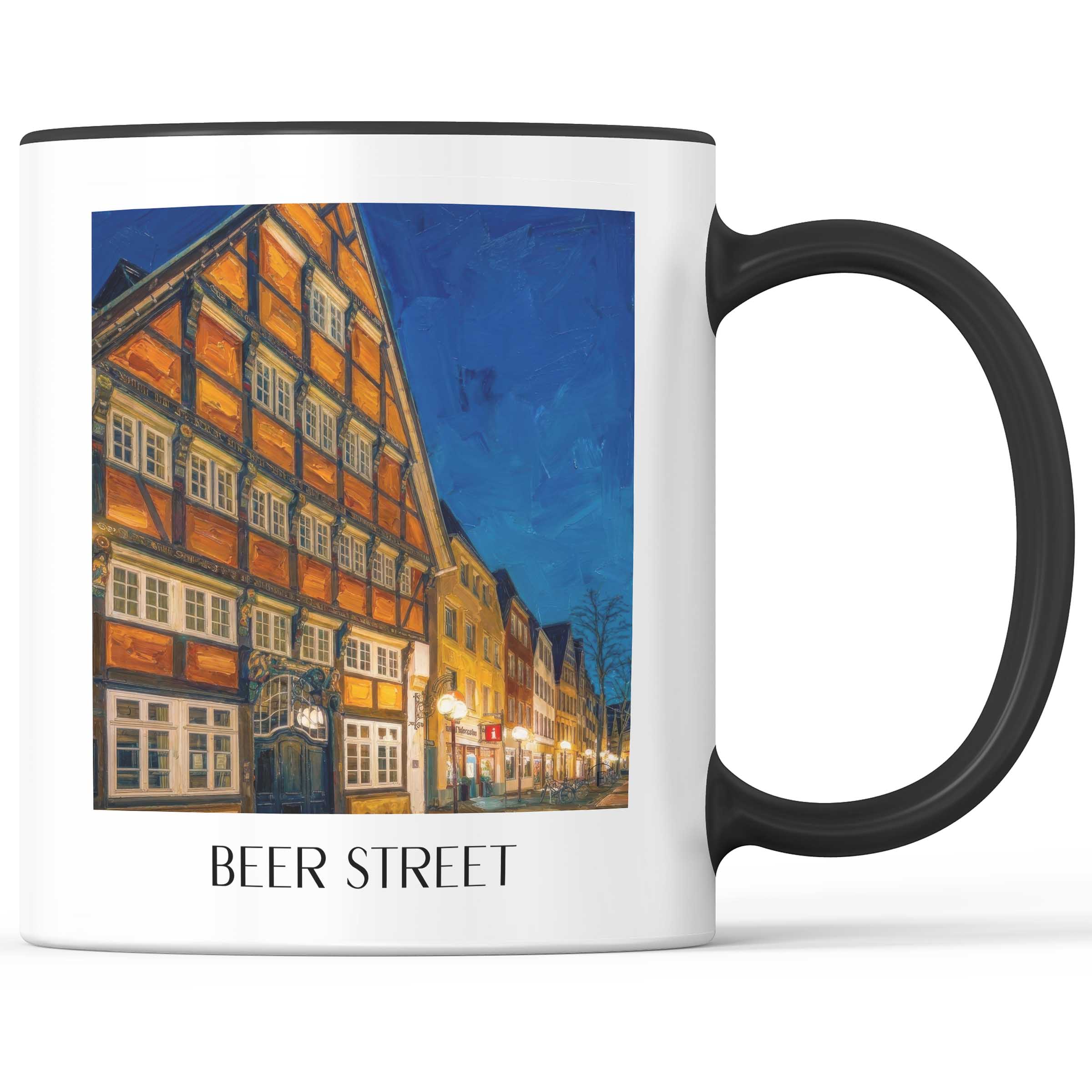 Bierstraße Kaffeebecher - Osnabrück - Deutschland Becher - Kaffeetasse im Ölgemälde Stil