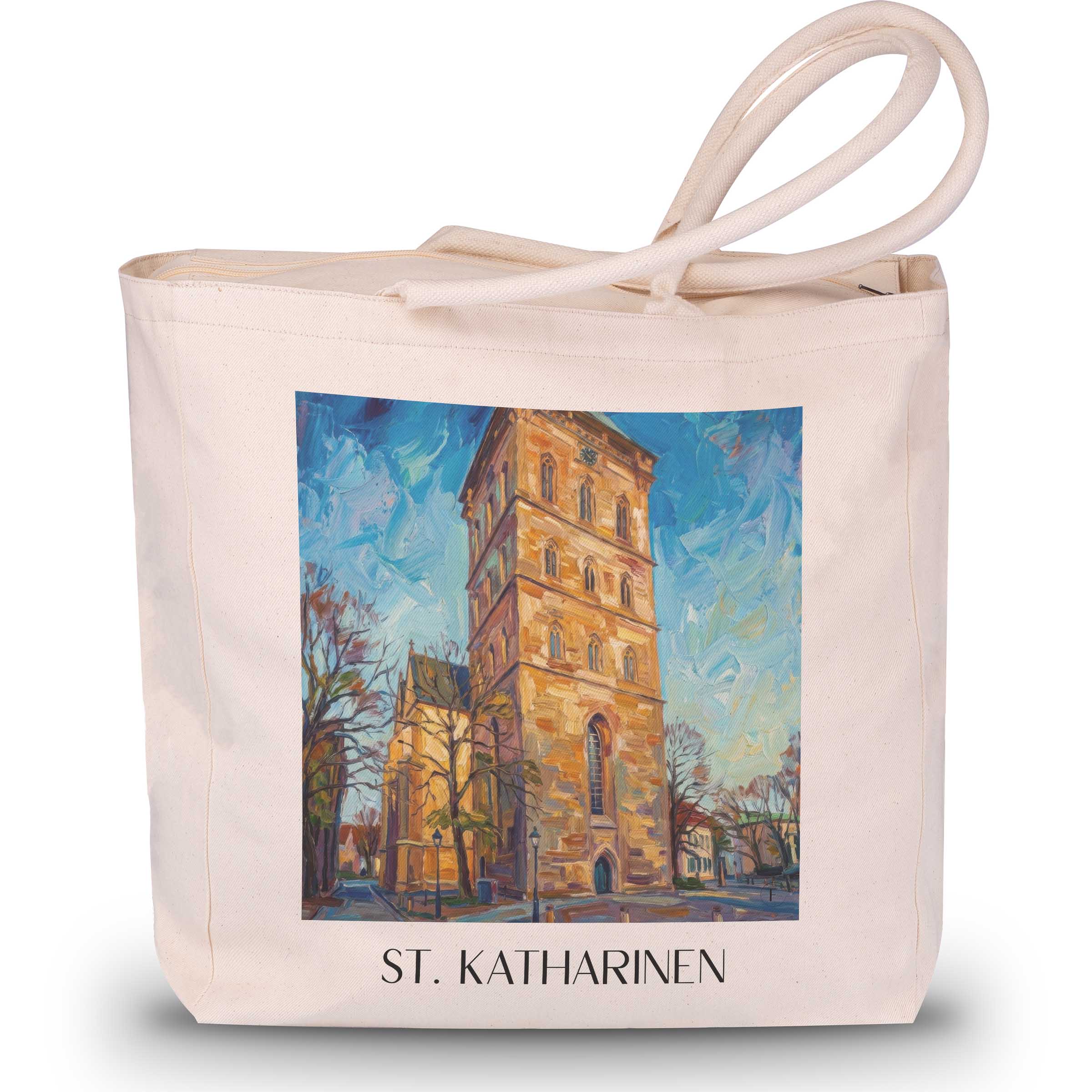 st.-katharinen-osnabrück-deutschland-einkaufstasche-oil-painting-oelgemaelde