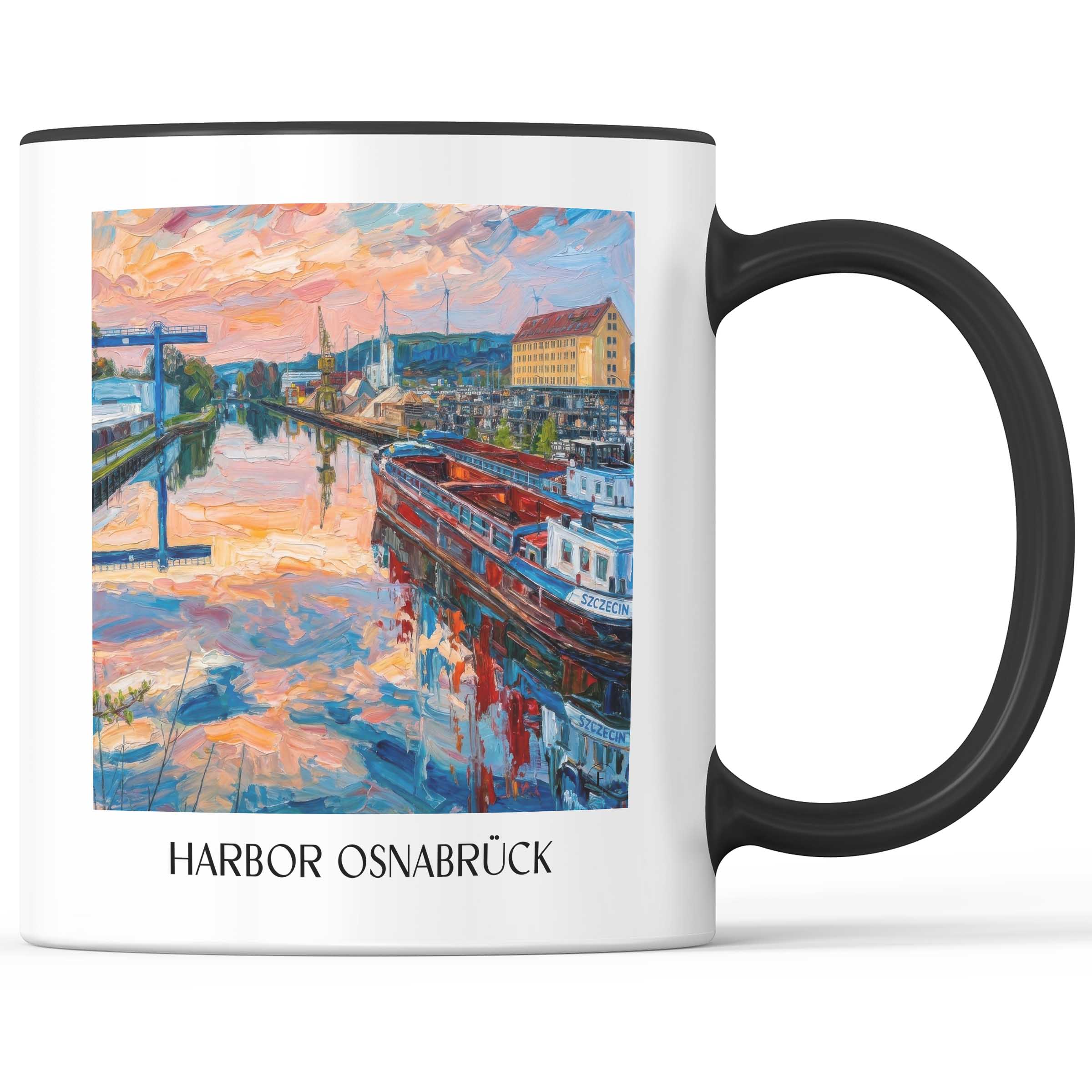 Hafen Kaffeebecher - Osnabrück - Deutschland Becher - Kaffeetasse im Ölgemälde Stil