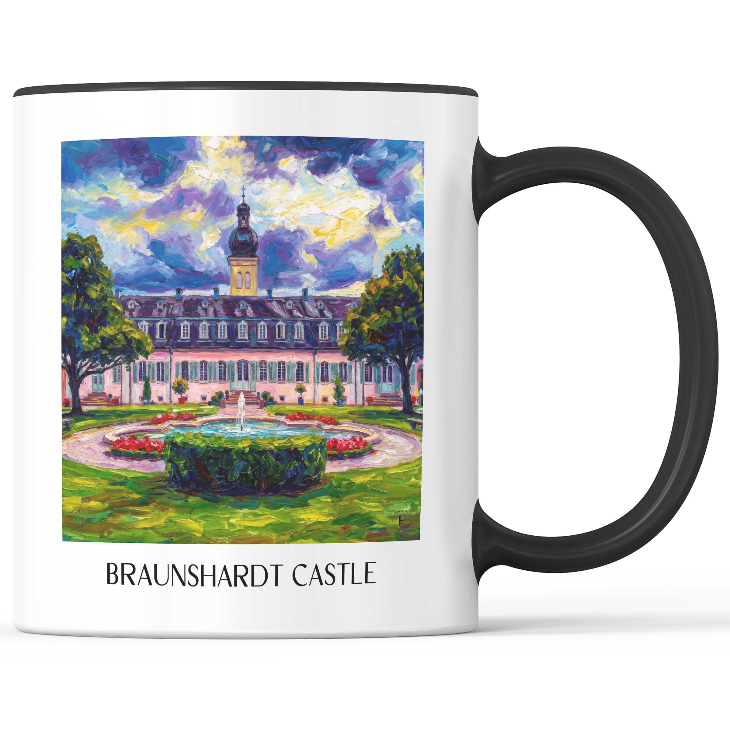 Schloss Braunshardt Kaffeebecher - Darmstadt - Deutschland Becher - Kaffeetasse im Ölgemälde Stil