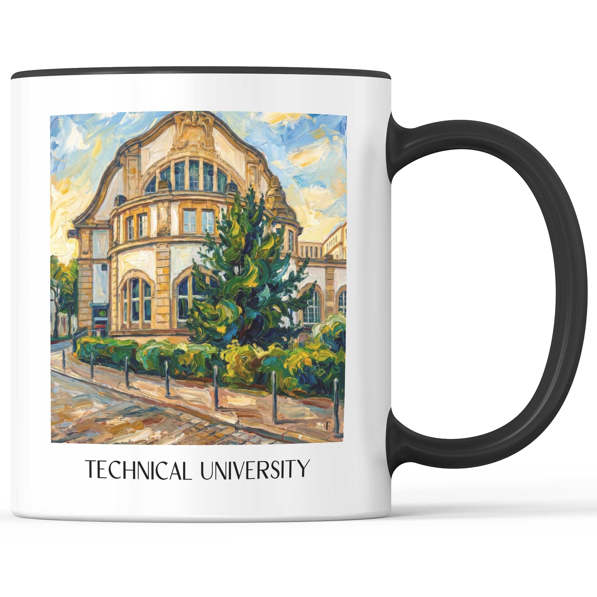 Technische Universität Kaffeebecher - Darmstadt - Deutschland Becher - Kaffeetasse im Ölgemälde Stil