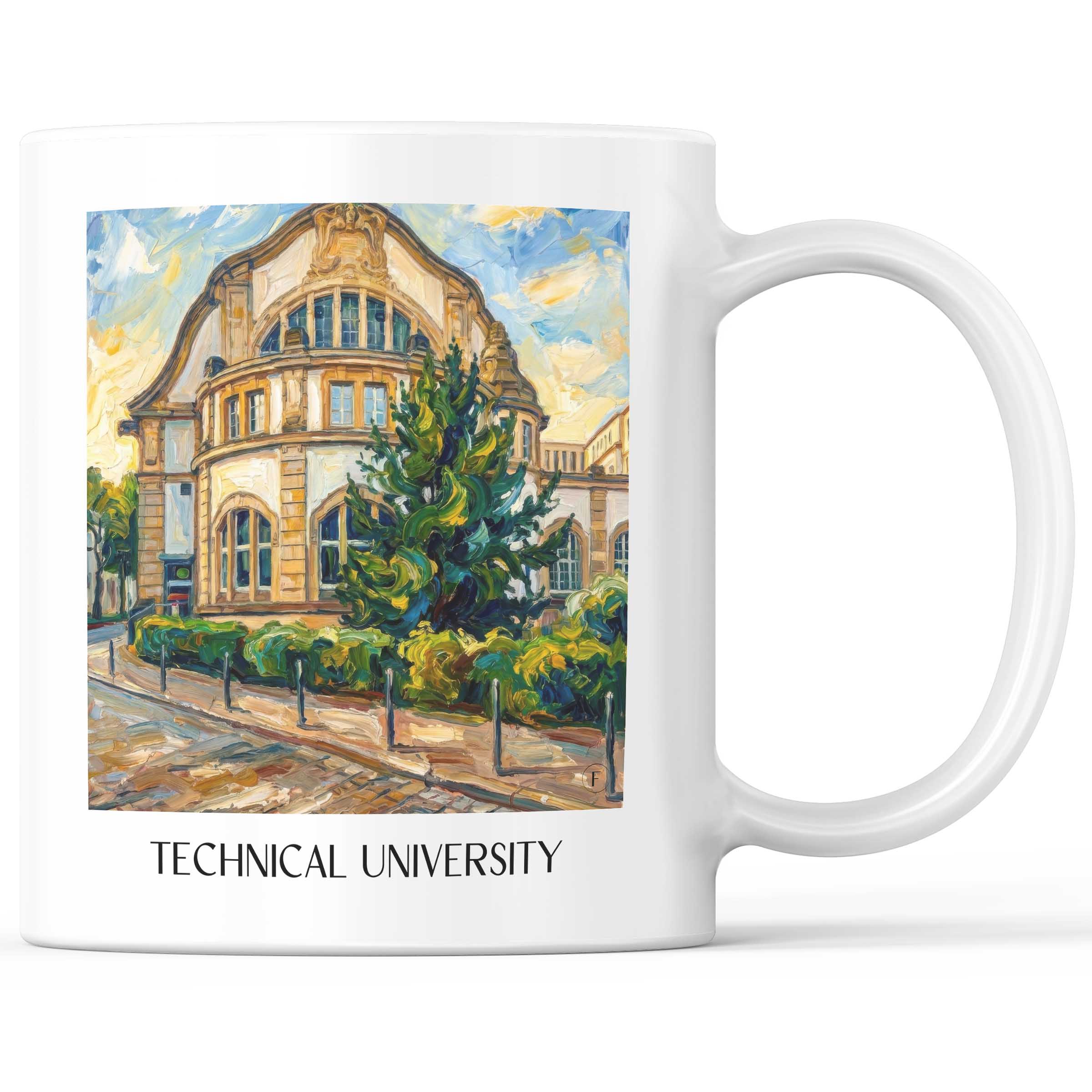Technische Universität Kaffeebecher - Darmstadt - Deutschland Becher - Kaffeetasse im Ölgemälde Stil