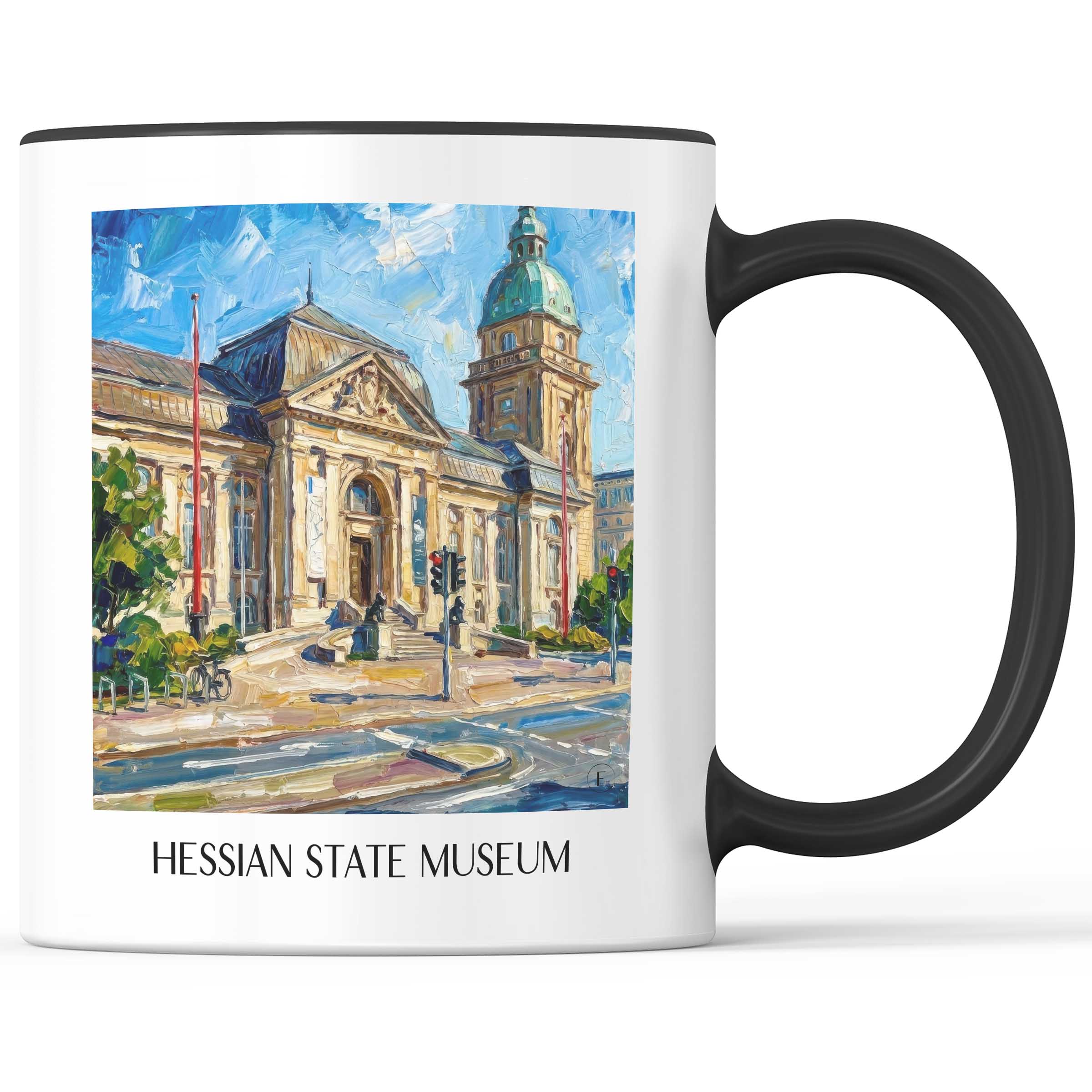 Hessisches Landesmuseum Kaffeebecher - Darmstadt - Deutschland Becher - Kaffeetasse im Ölgemälde Stil