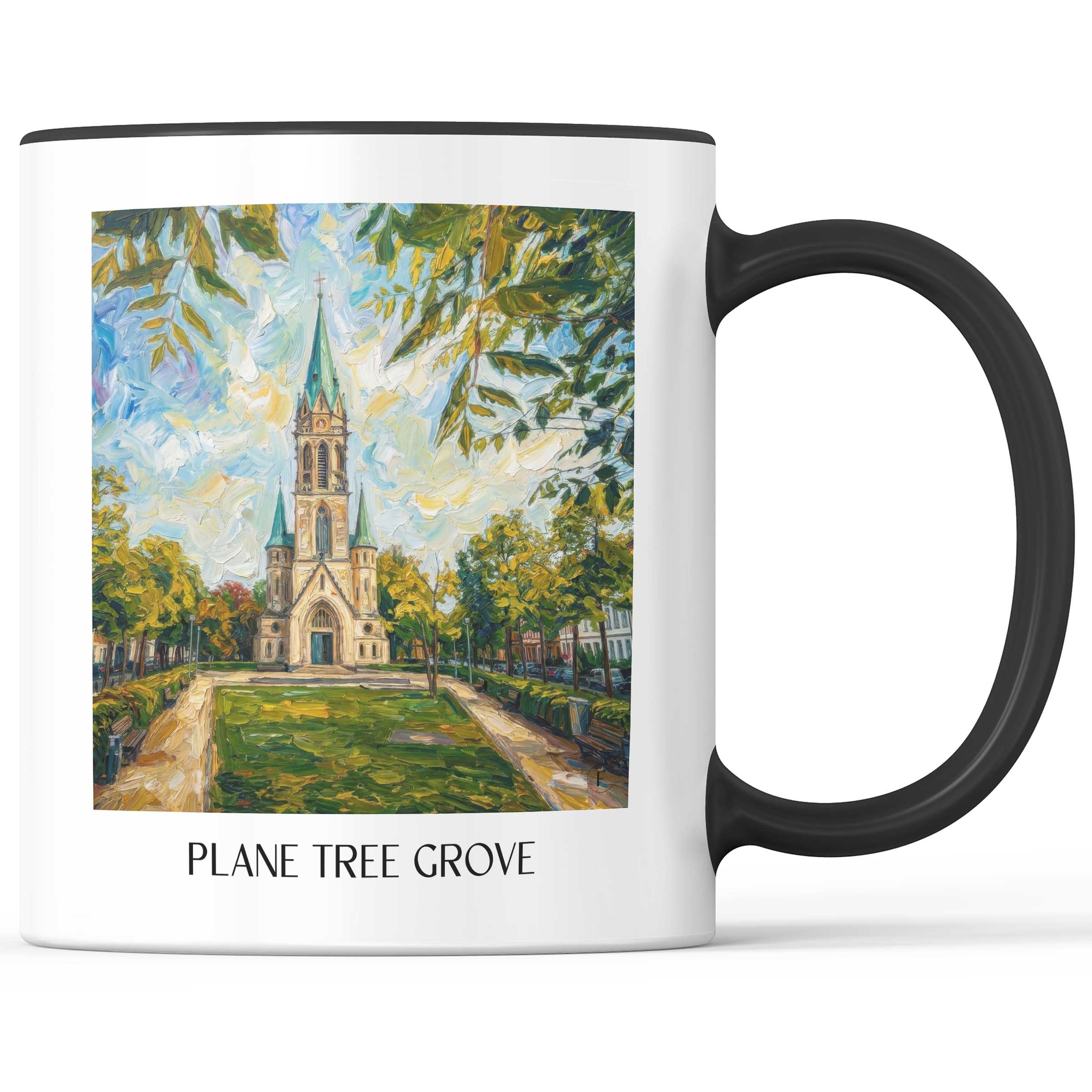 Platanenhain Kaffeebecher - Darmstadt - Deutschland Becher - Kaffeetasse im Ölgemälde Stil