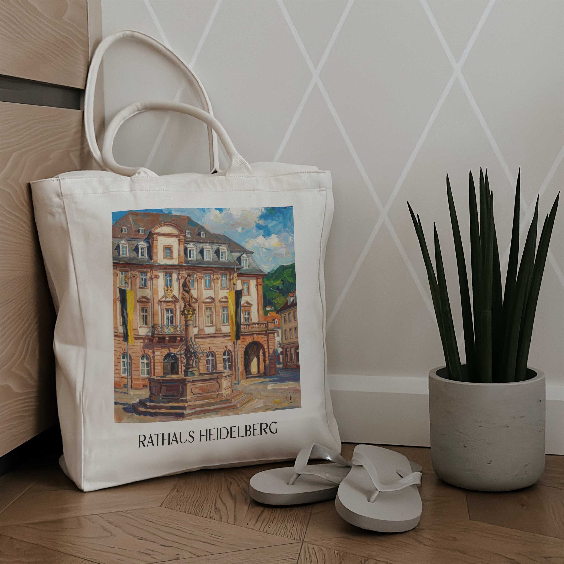 rathaus-heidelberg-deutschland-einkaufstasche-oil-painting-oelgemaelde