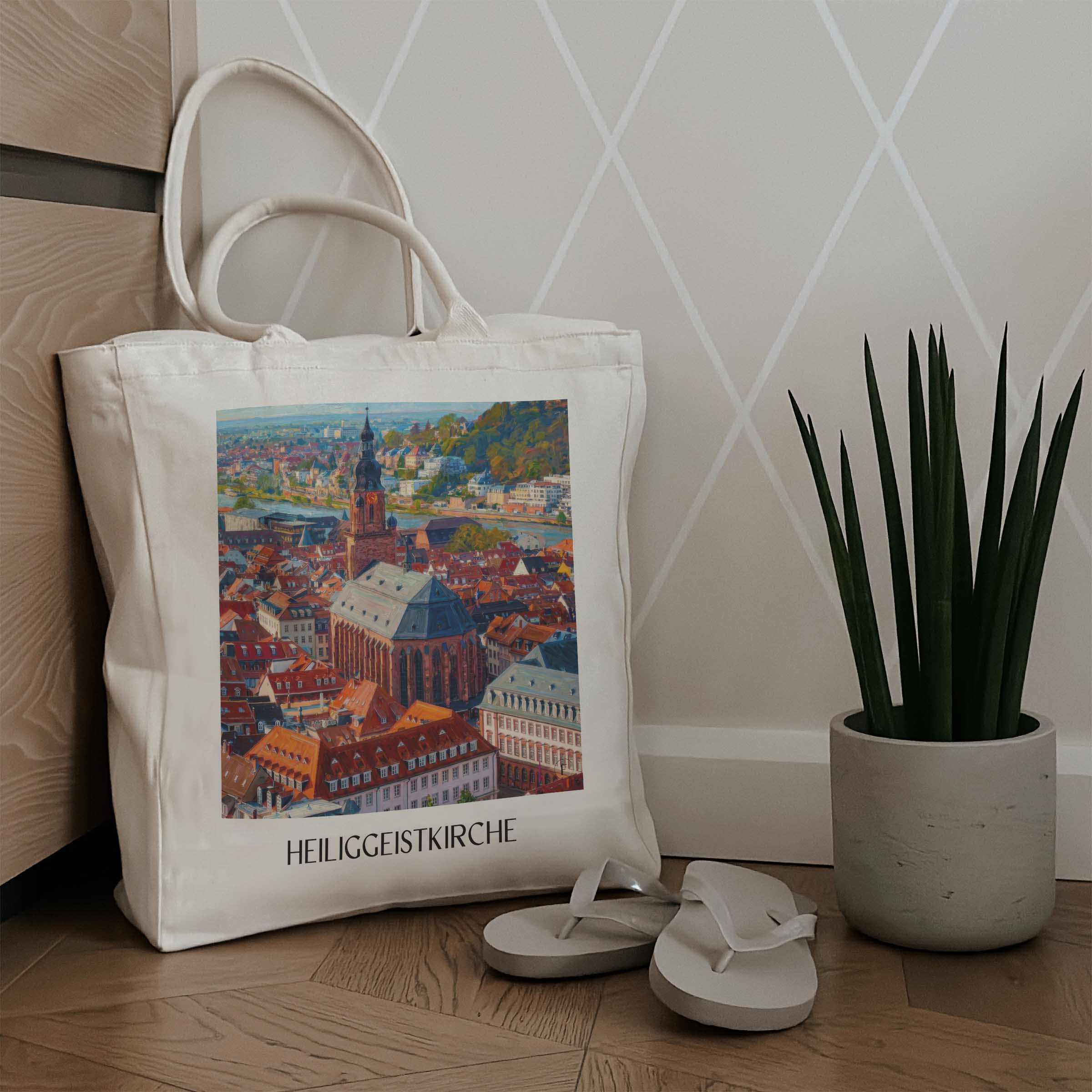 heiliggeistkirche-heidelberg-deutschland-einkaufstasche-oil-painting-oelgemaelde