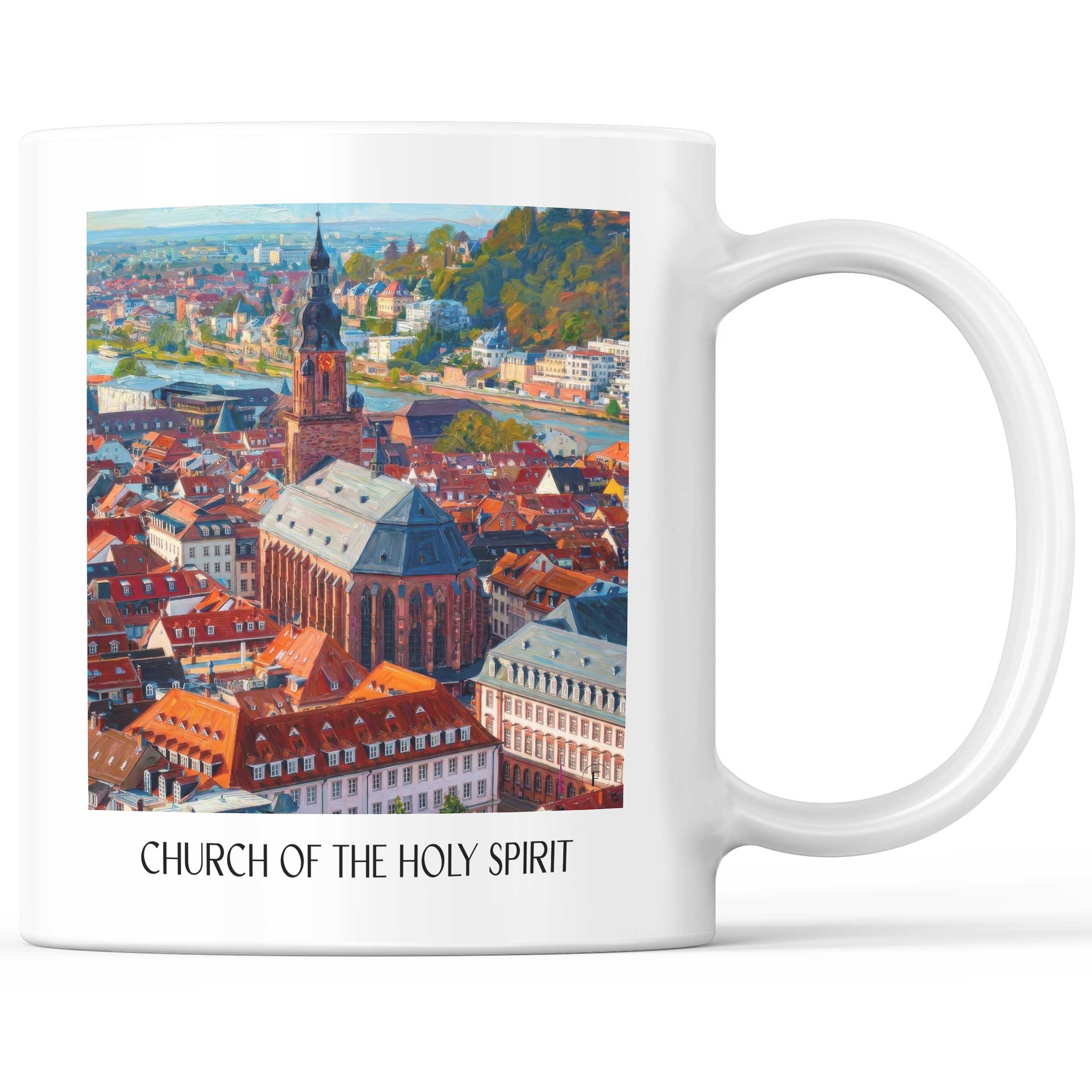 Heiliggeistkirche Kaffeebecher - Heidelberg - Deutschland Becher - Kaffeetasse im Ölgemälde Stil