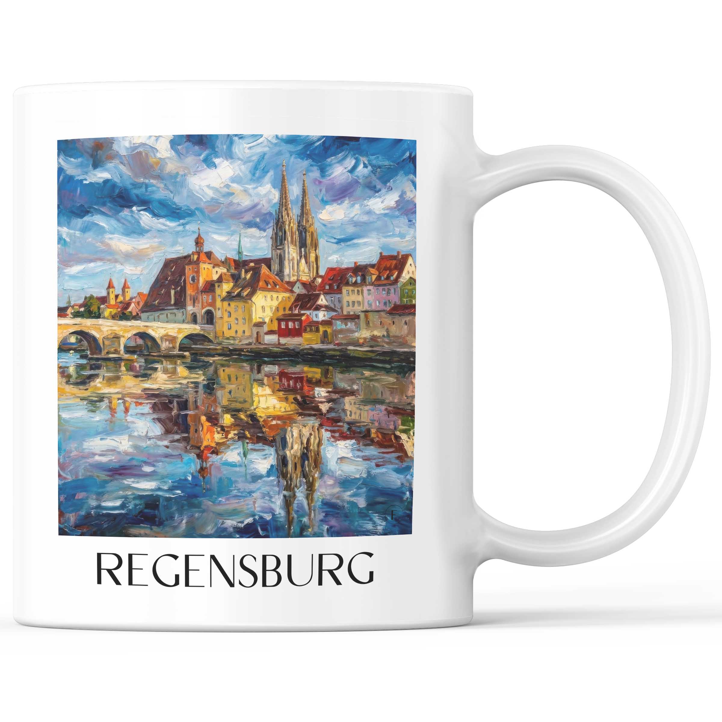 Regensburg Kaffeebecher - Bayern - Deutschland Becher - Kaffeetasse im Ölgemälde Stil