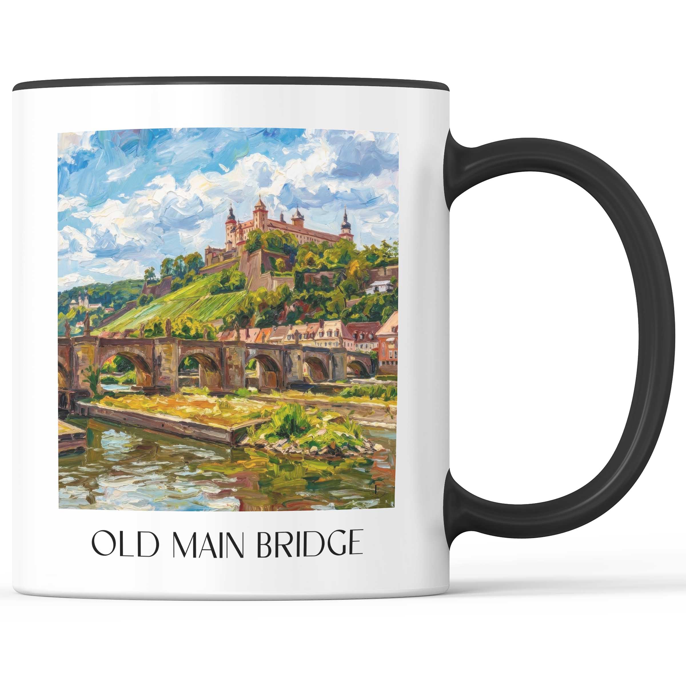 Alte Mainbrücke Kaffeebecher - Würzburg - Deutschland Becher - Kaffeetasse im Ölgemälde Stil