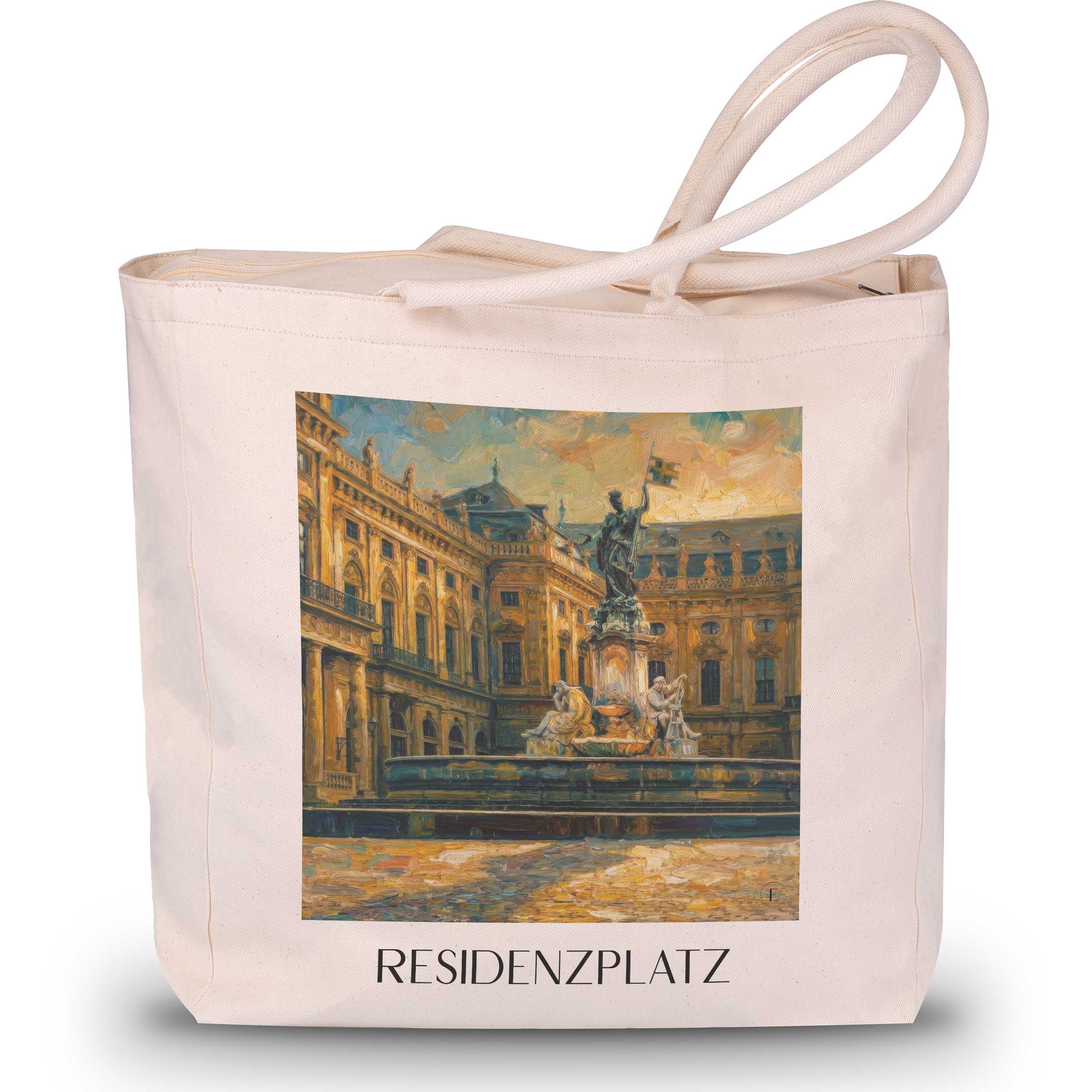 residenzplatz-würzburg-deutschland-einkaufstasche-oil-painting-oelgemaelde
