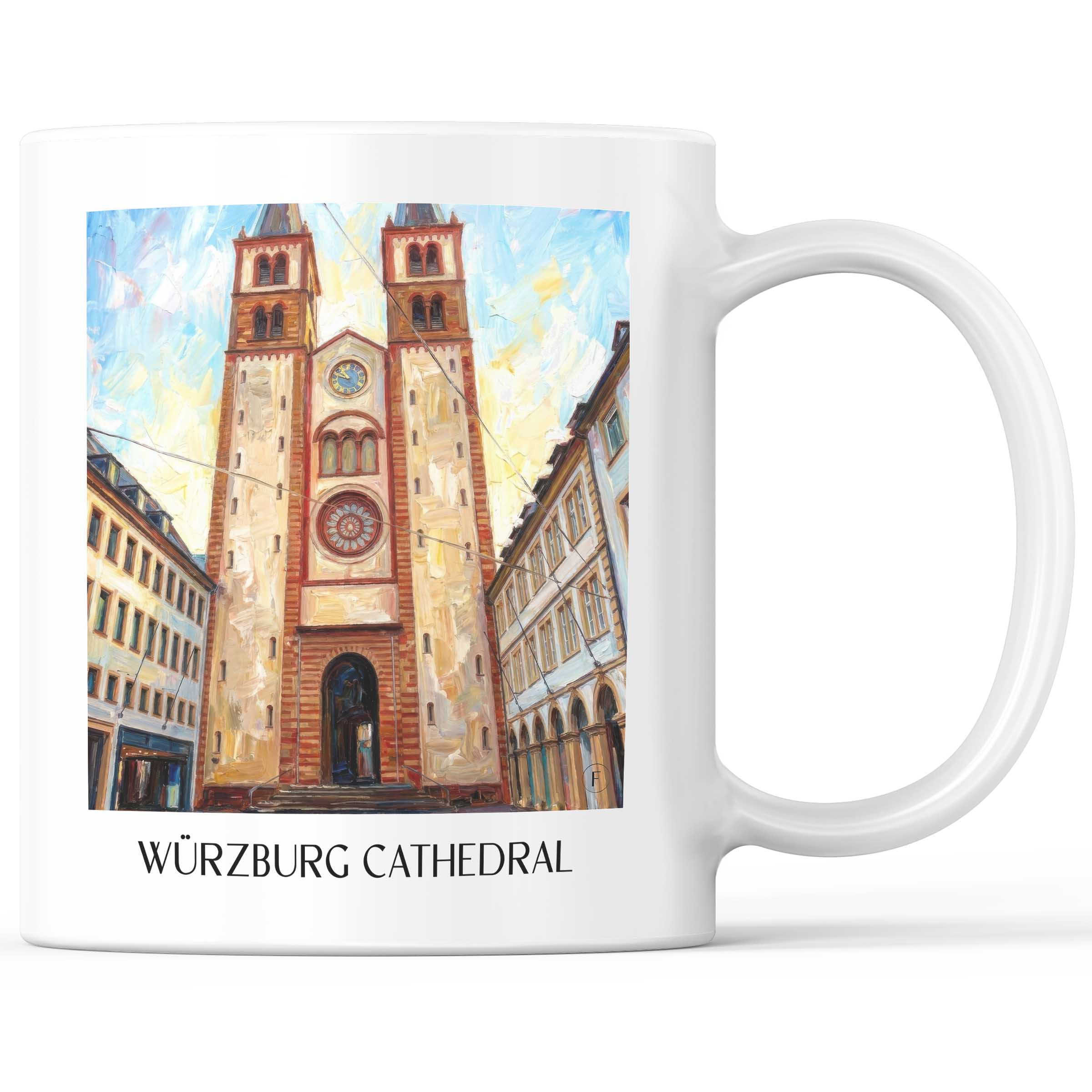 Würzburger Dom Kaffeebecher - Franken - Deutschland Becher - Kaffeetasse im Ölgemälde Stil