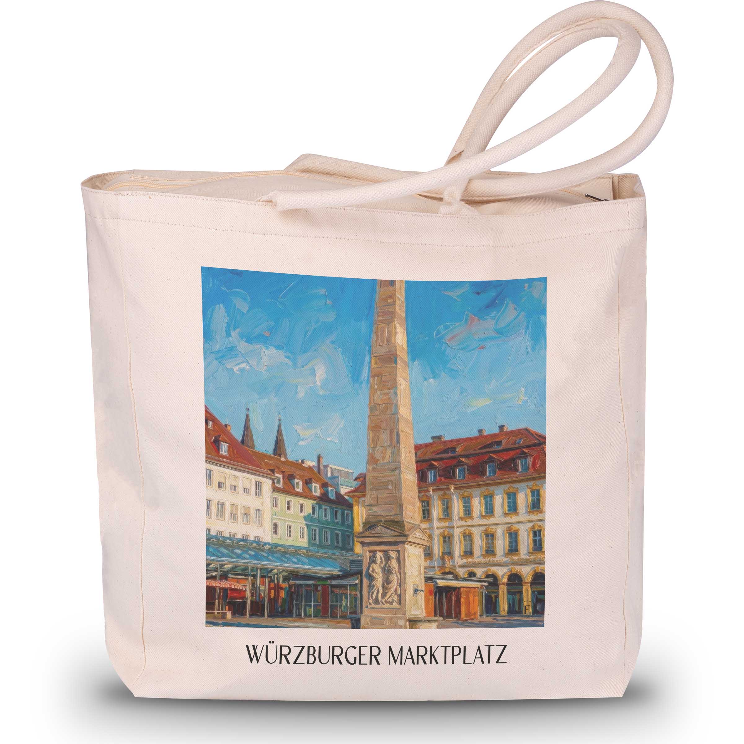 marktplatz-würzburg-deutschland-einkaufstasche-oil-painting-oelgemaelde