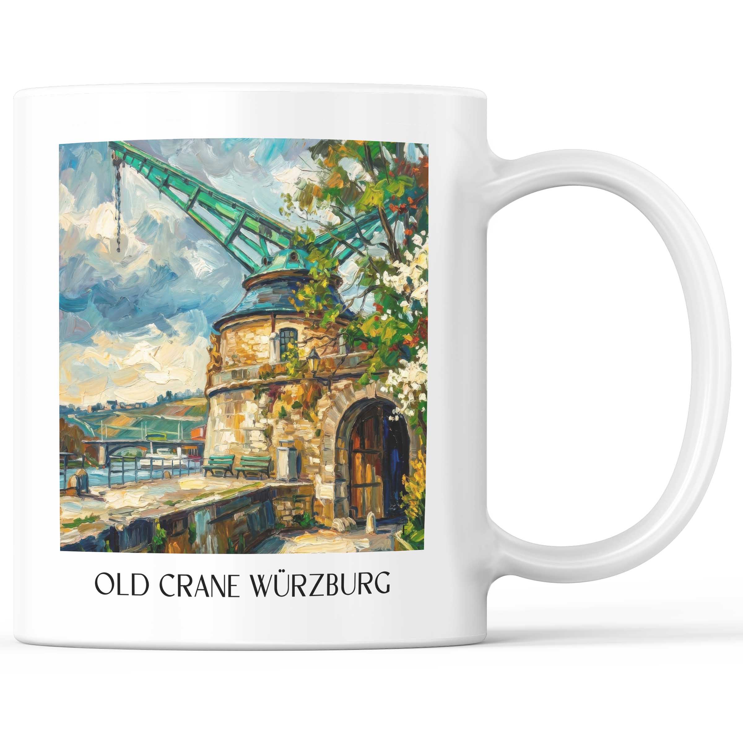 Alter Kranen Kaffeebecher - Würzburg - Deutschland Becher - Kaffeetasse im Ölgemälde Stil