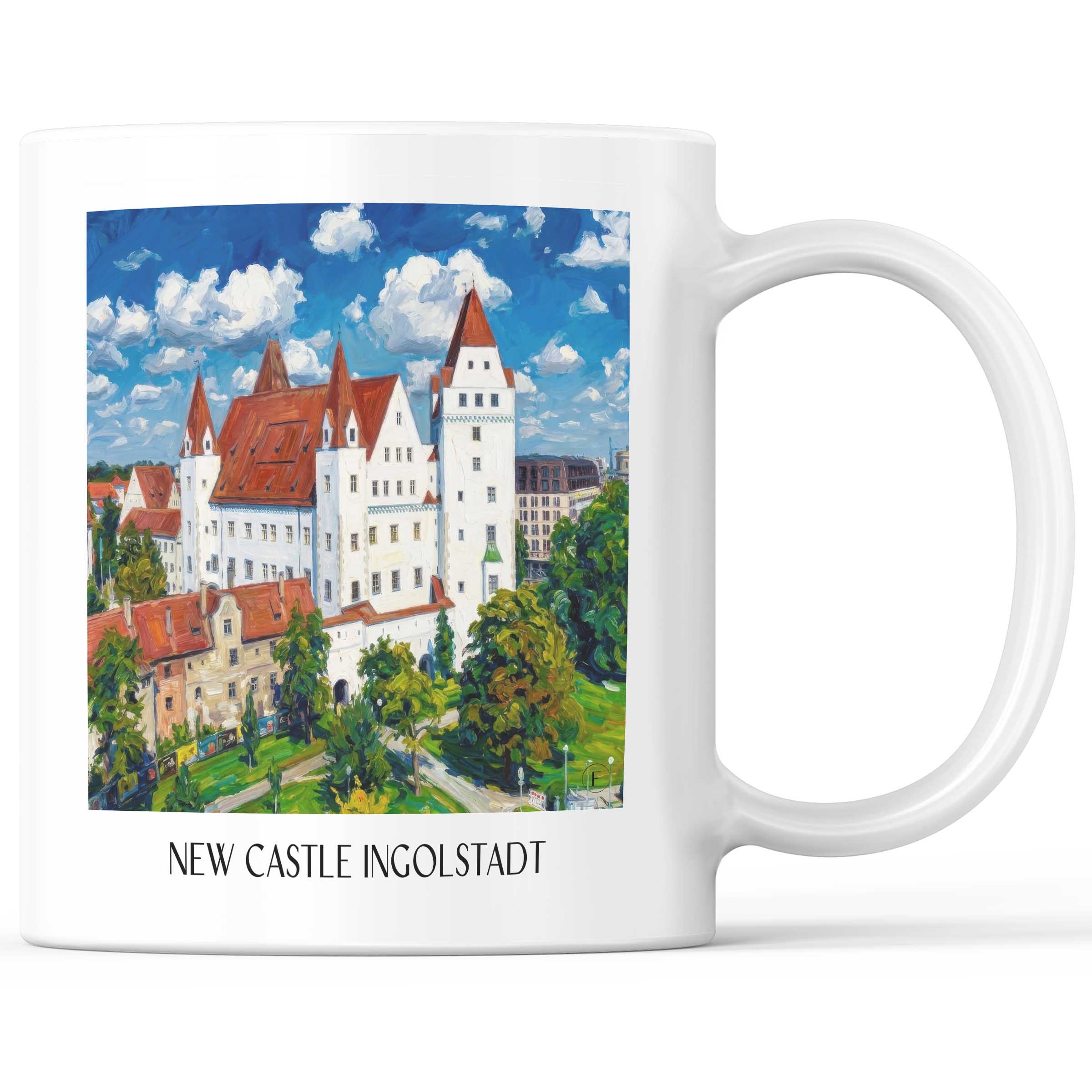 Neues Schloss Kaffeebecher - Ingolstadt - Deutschland Becher - Kaffeetasse im Ölgemälde Stil