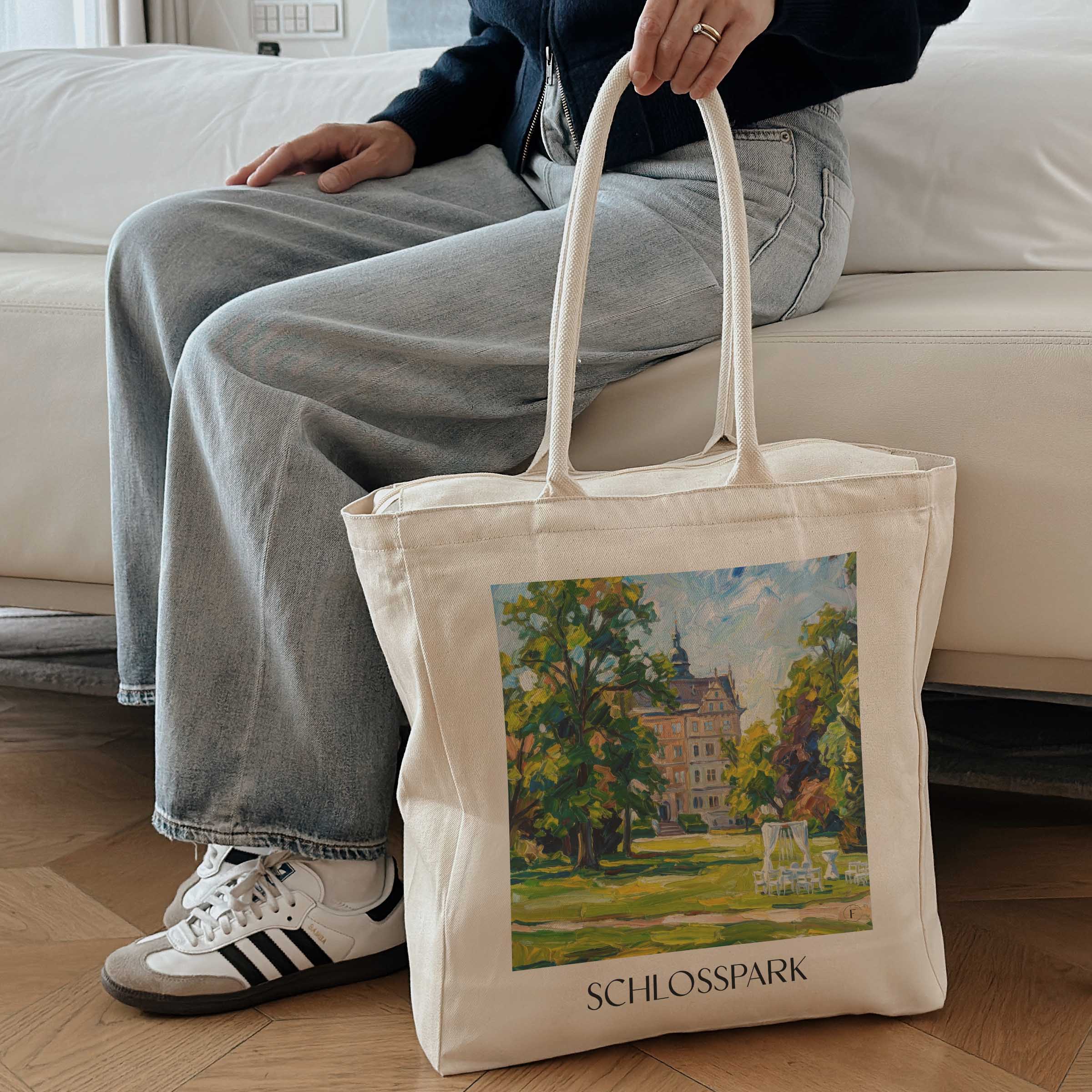 schlosspark-wolfsburg-deutschland-einkaufstasche-oil-painting-oelgemaelde