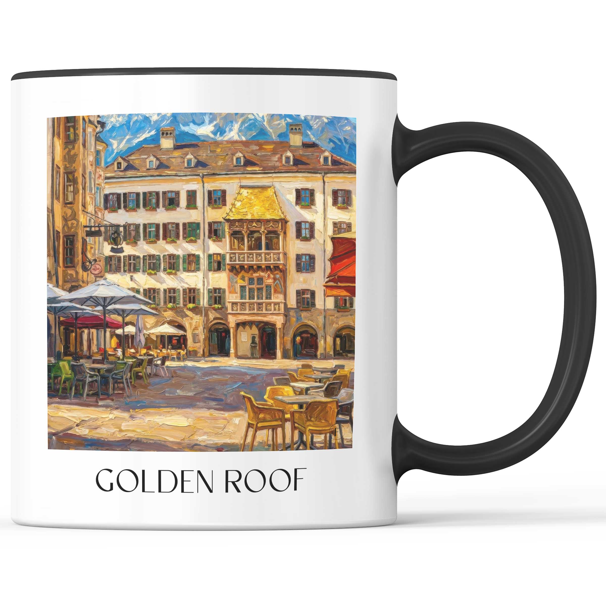 Goldenes Dachl Kaffeebecher - Innsbruck - Österreich Becher - Kaffeetasse im Ölgemälde Stil