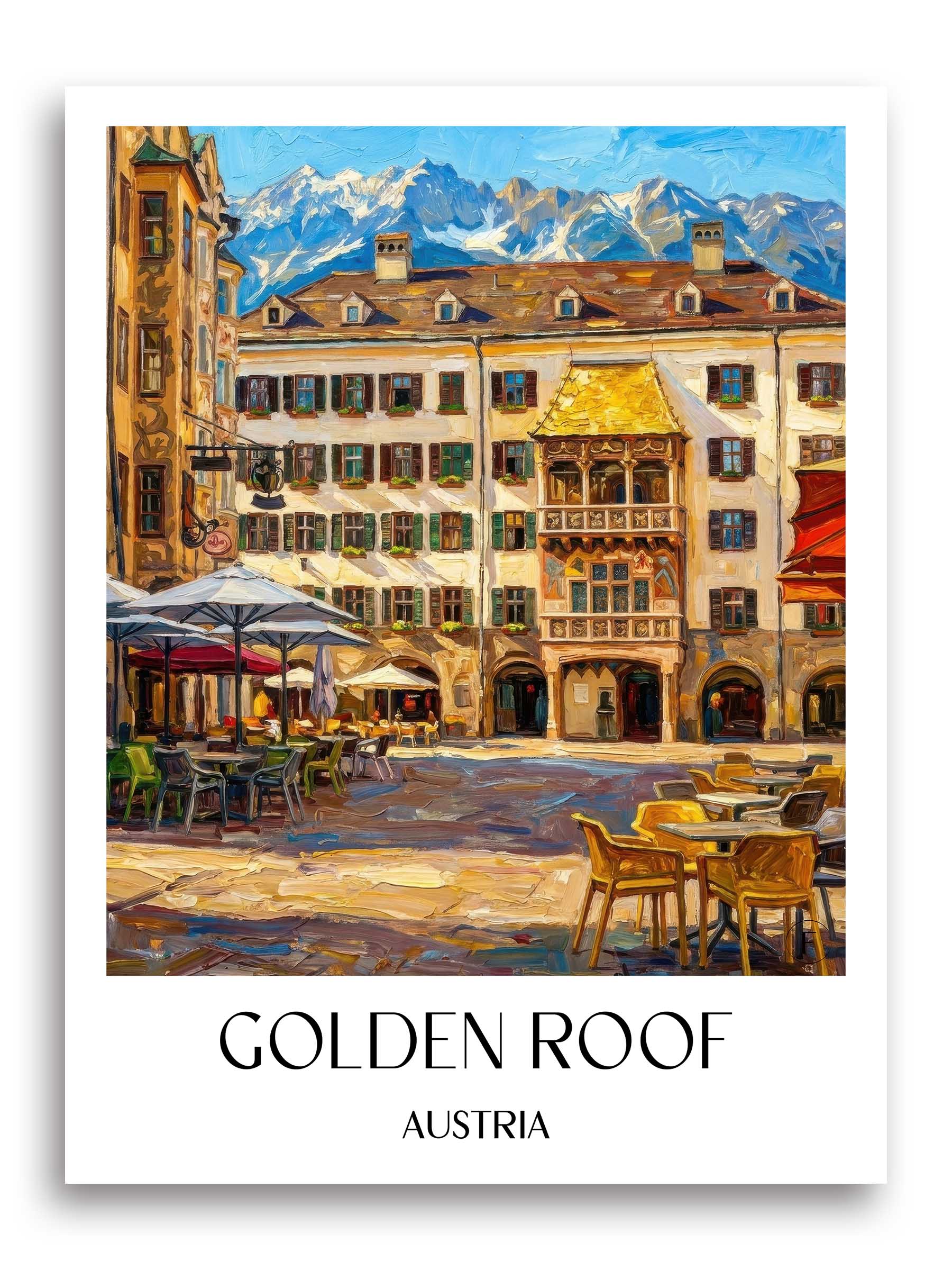 Goldenes Dachl Poster - Innsbruck - Österreich Kunstdruck - Ölgemälde von A4 bis A1
