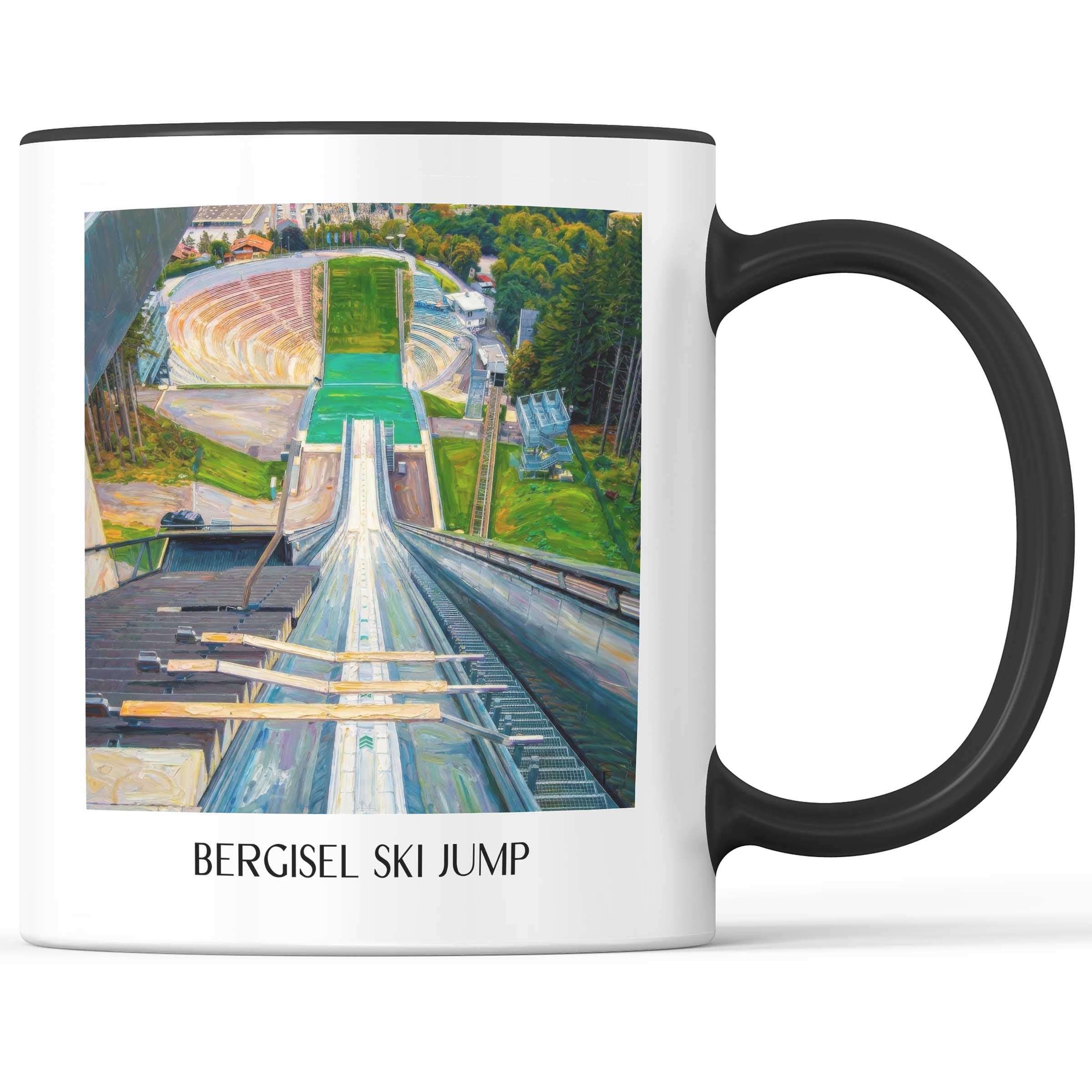 Bergiselschanze Kaffeebecher - Innsbruck - Österreich Becher - Kaffeetasse im Ölgemälde Stil