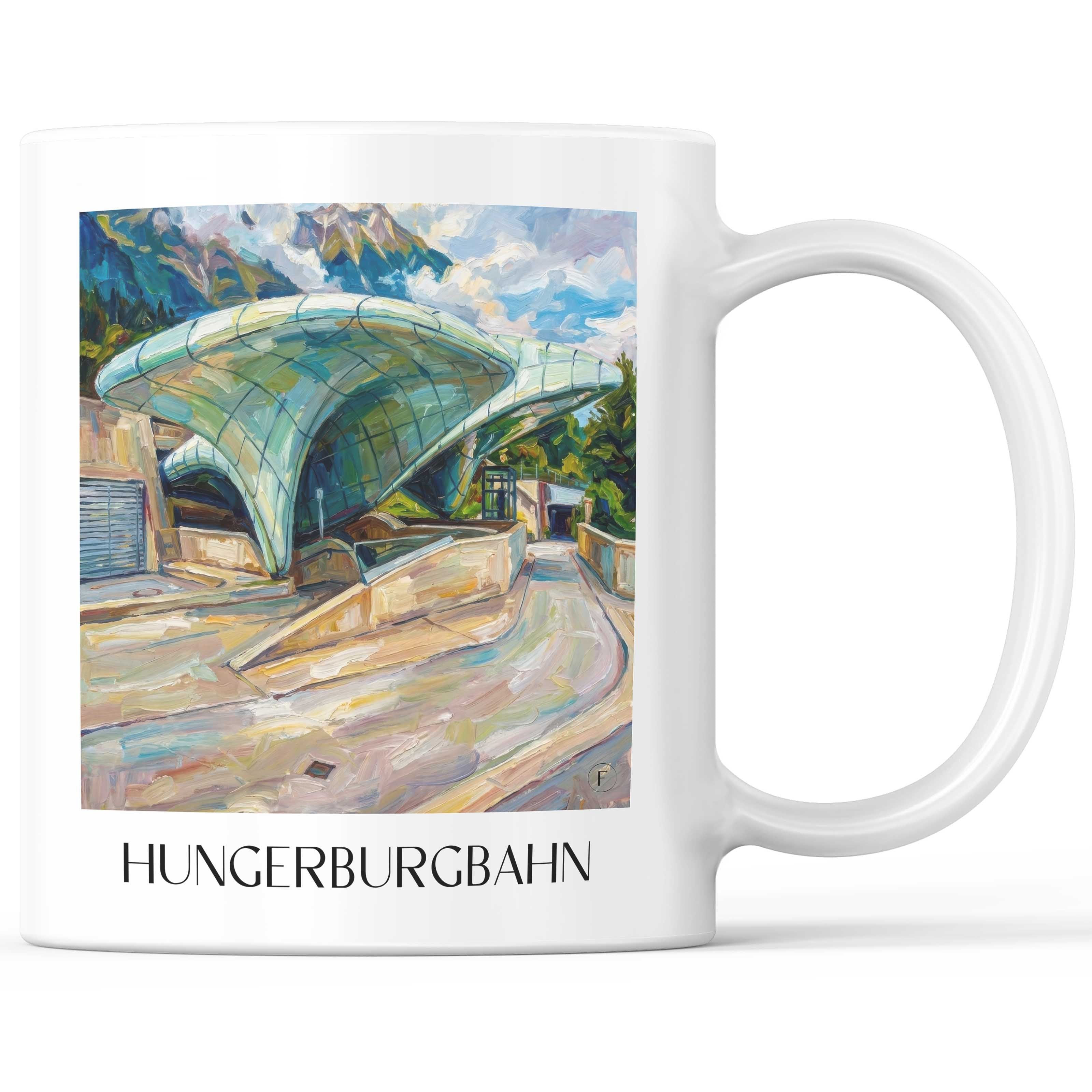 Hungerburgbahn Kaffeebecher - Innsbruck - Österreich Becher - Kaffeetasse im Ölgemälde Stil