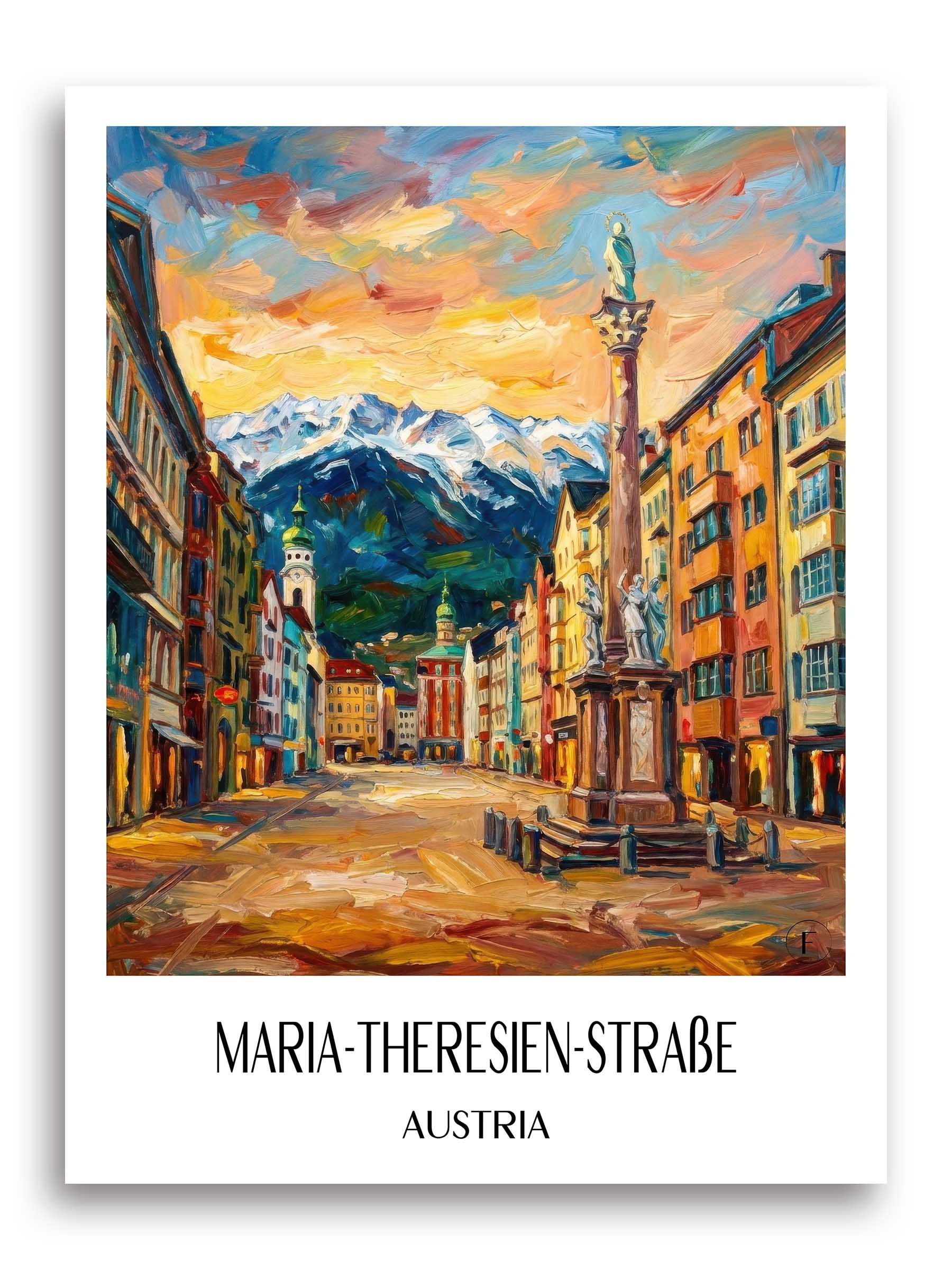 Maria-Theresien-Straße Poster - Innsbruck - Österreich Kunstdruck - Ölgemälde von A4 bis A1