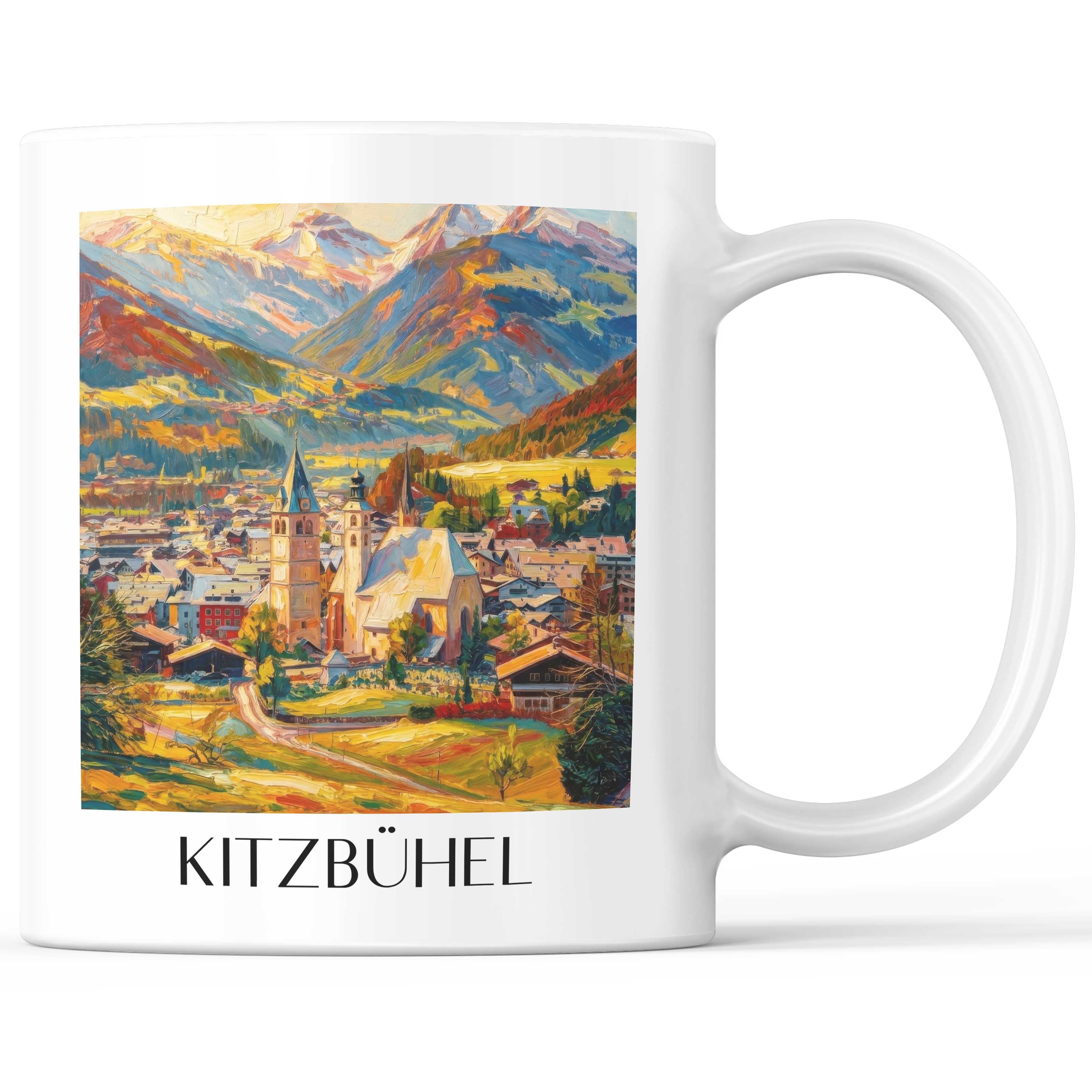 Kitzbühel Kaffeebecher - Österreich - Österreich Becher - Kaffeetasse im Ölgemälde Stil