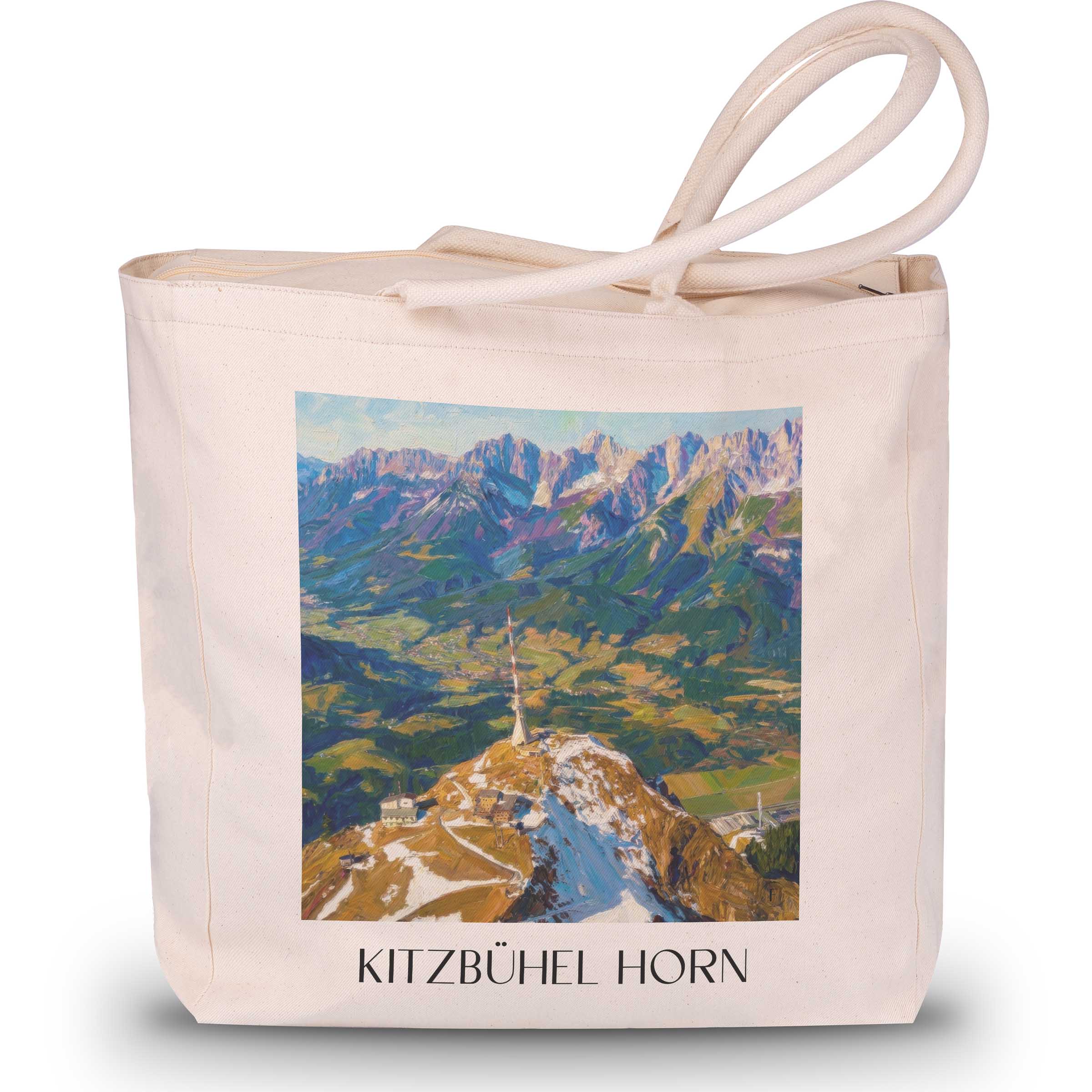 Kitzbüheler Horn Shopping Tasche - Österreich - Österreich Tote Bag - Einkaufstasche im Ölgemälde Stil