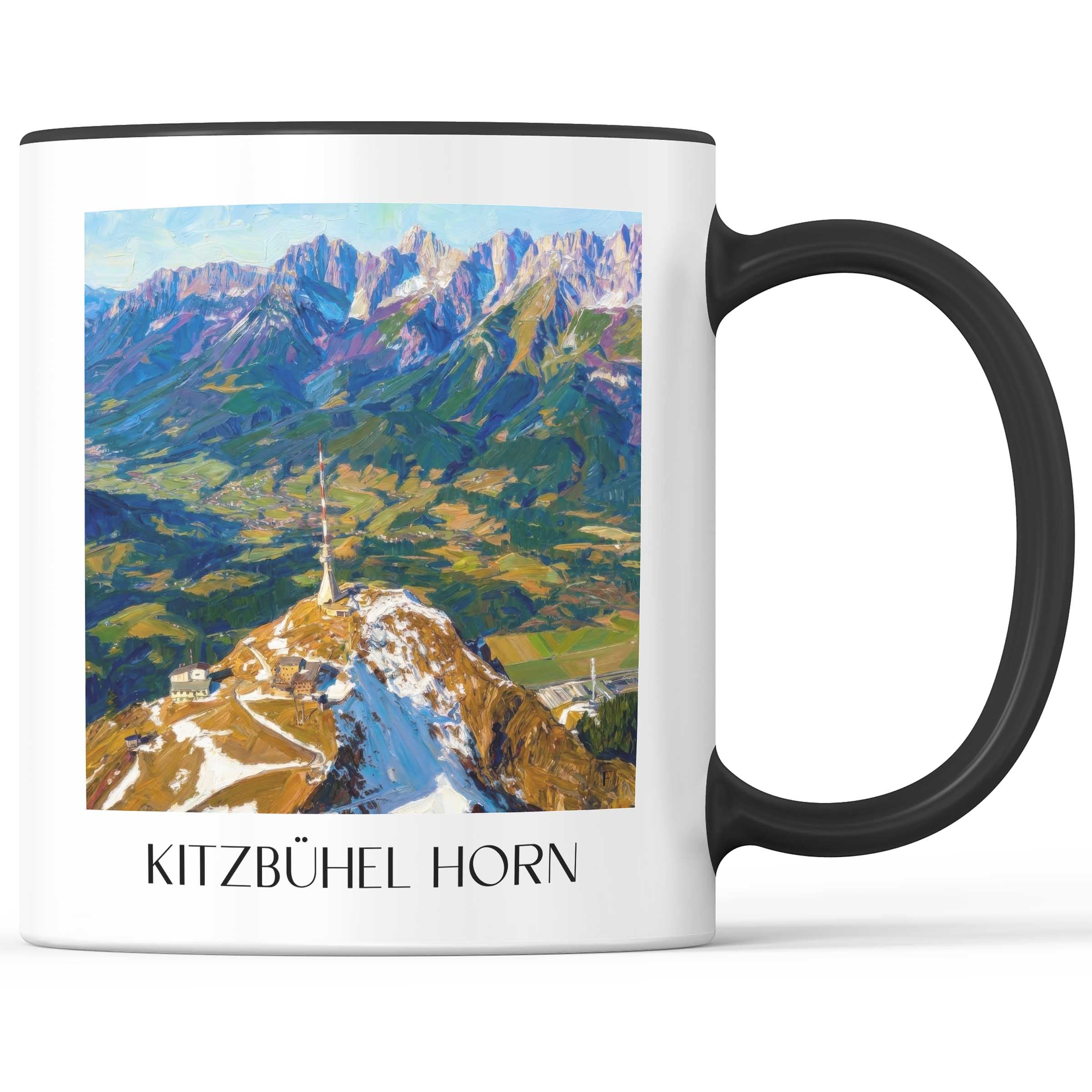 Kitzbüheler Horn Kaffeebecher - Österreich - Österreich Becher - Kaffeetasse im Ölgemälde Stil