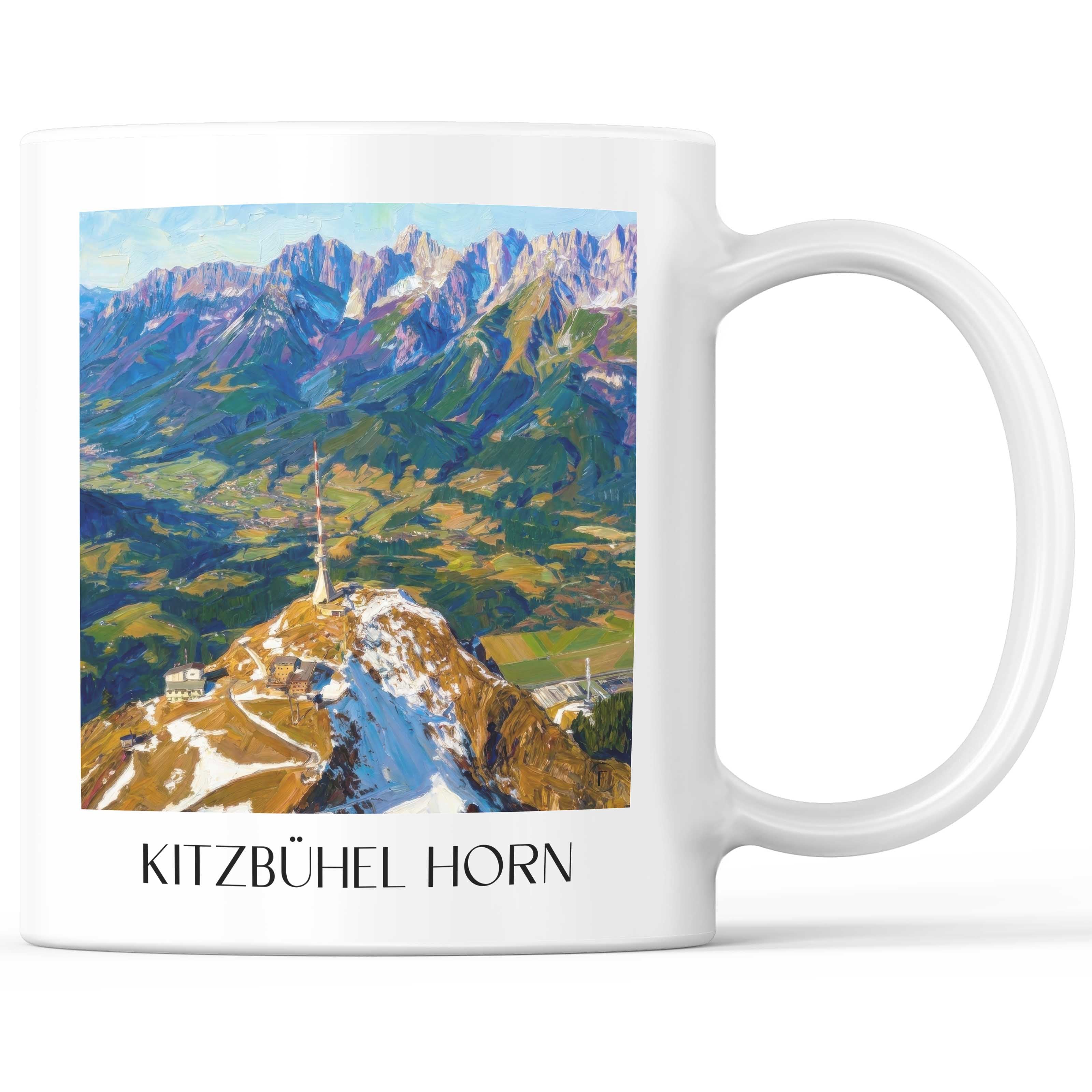 Kitzbüheler Horn Kaffeebecher - Österreich - Österreich Becher - Kaffeetasse im Ölgemälde Stil