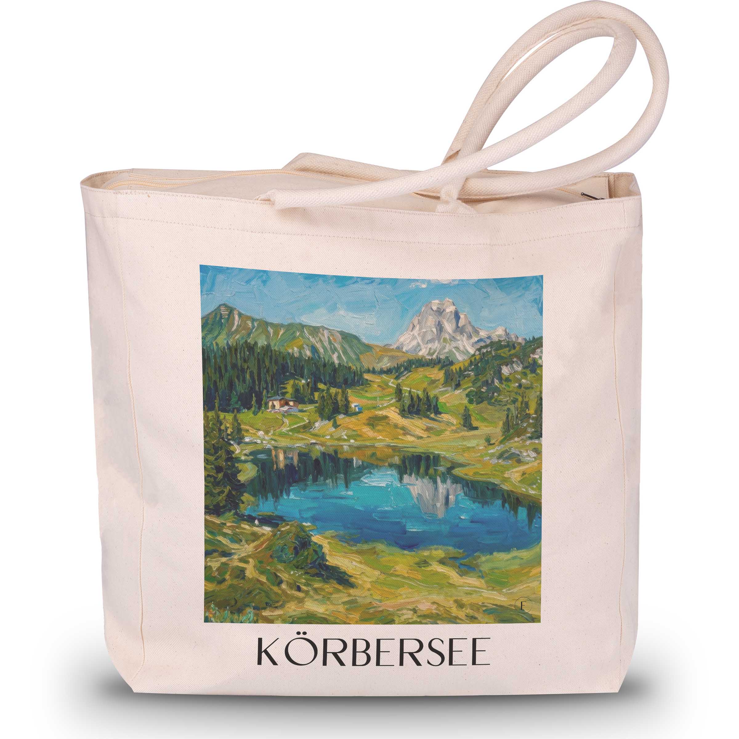 Körbersee Shopping Tasche - Vorarlberg - Österreich Tote Bag - Einkaufstasche im Ölgemälde Stil
