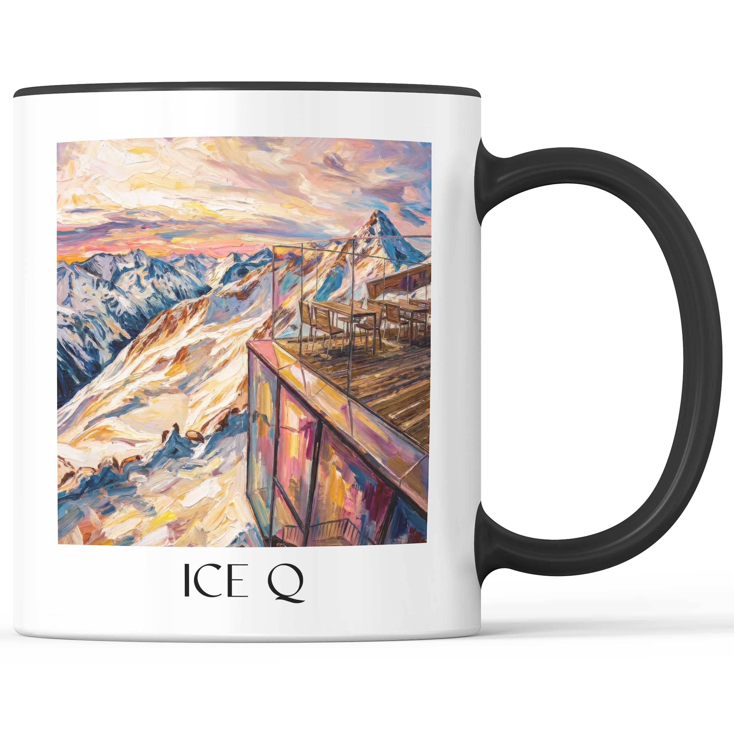 Ice Q Kaffeebecher - Sölden - Österreich Becher - Kaffeetasse im Ölgemälde Stil
