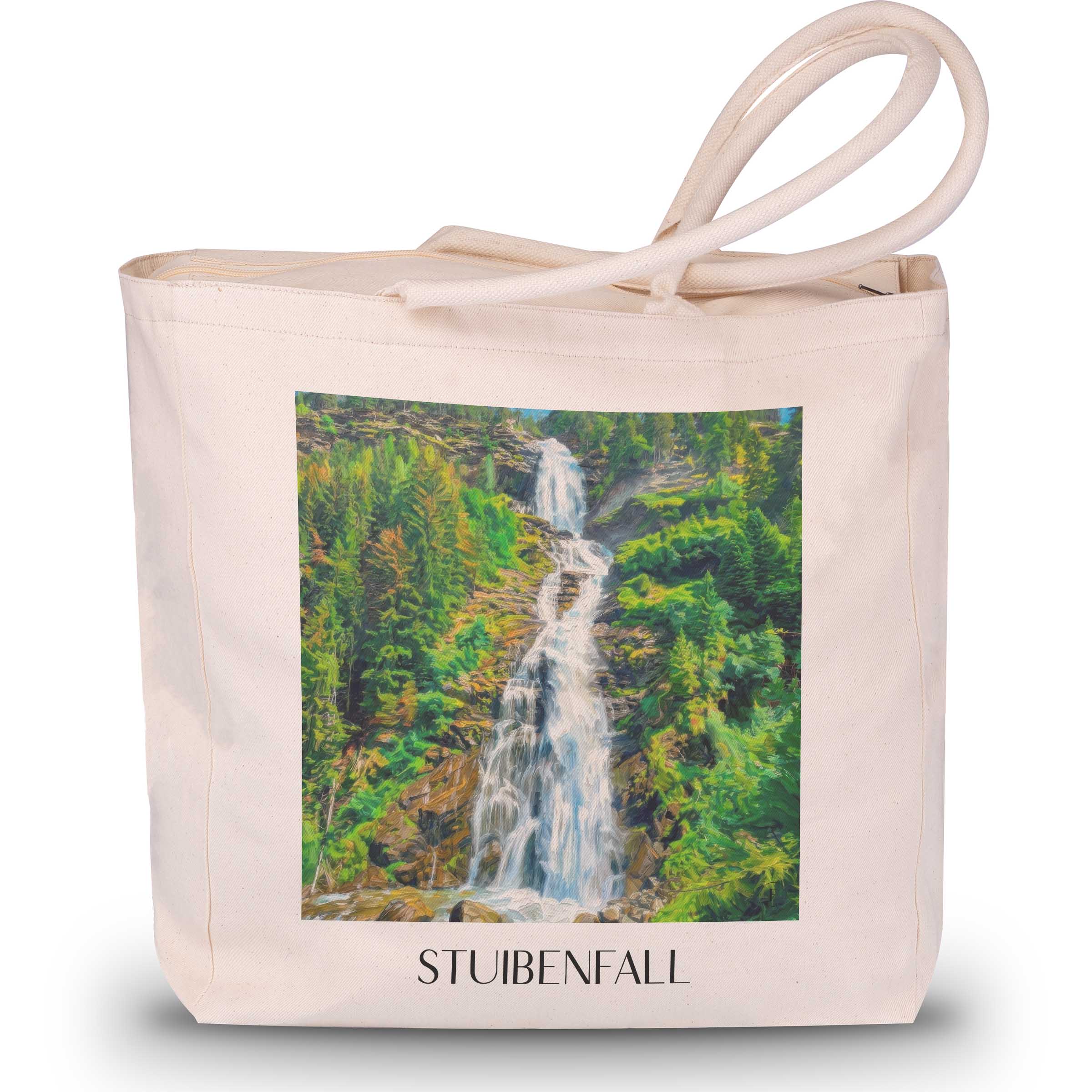 stuibenfall-tirol-österreich-einkaufstasche-oil-painting-oelgemaelde