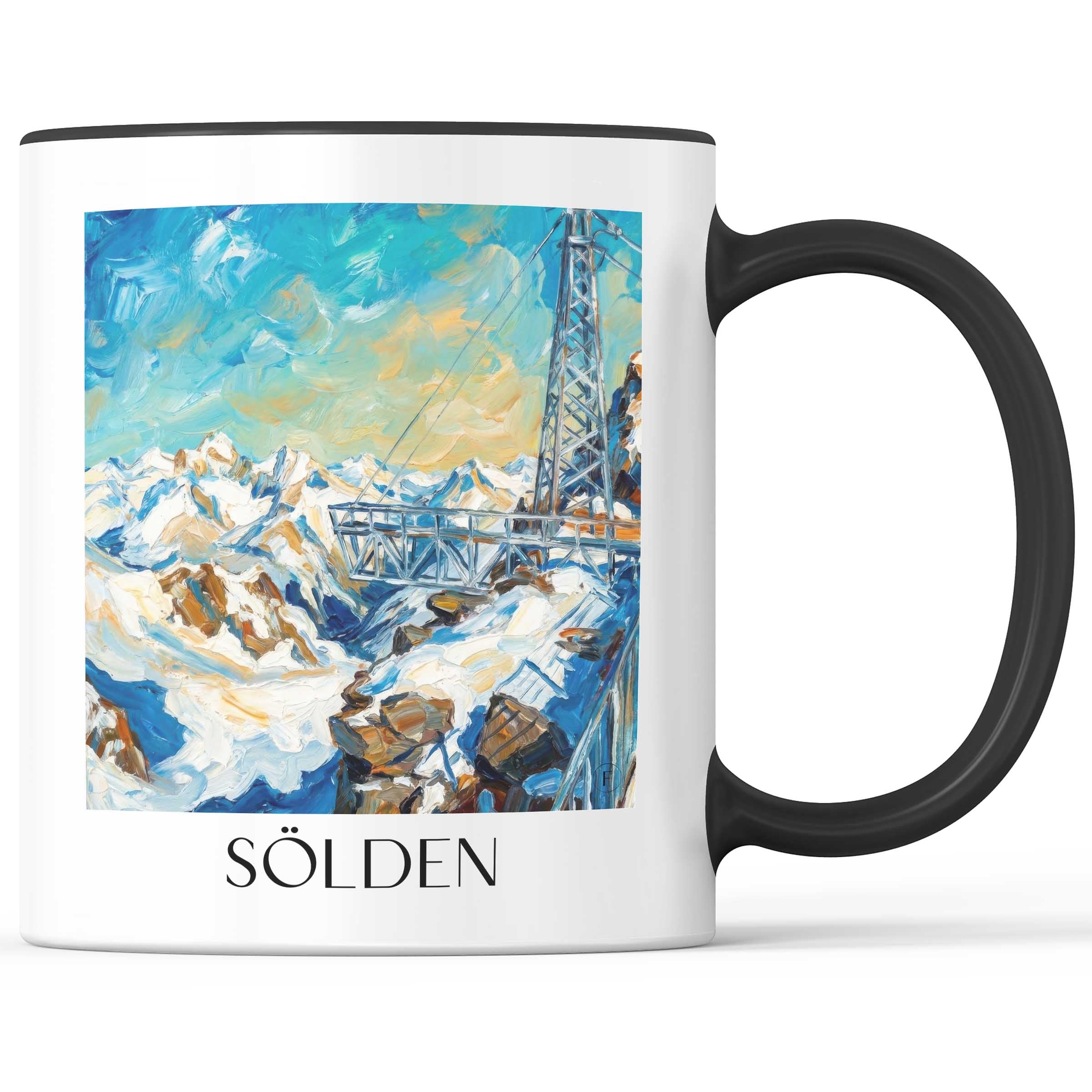 Sölden Kaffeebecher - Österreich - Österreich Becher - Kaffeetasse im Ölgemälde Stil
