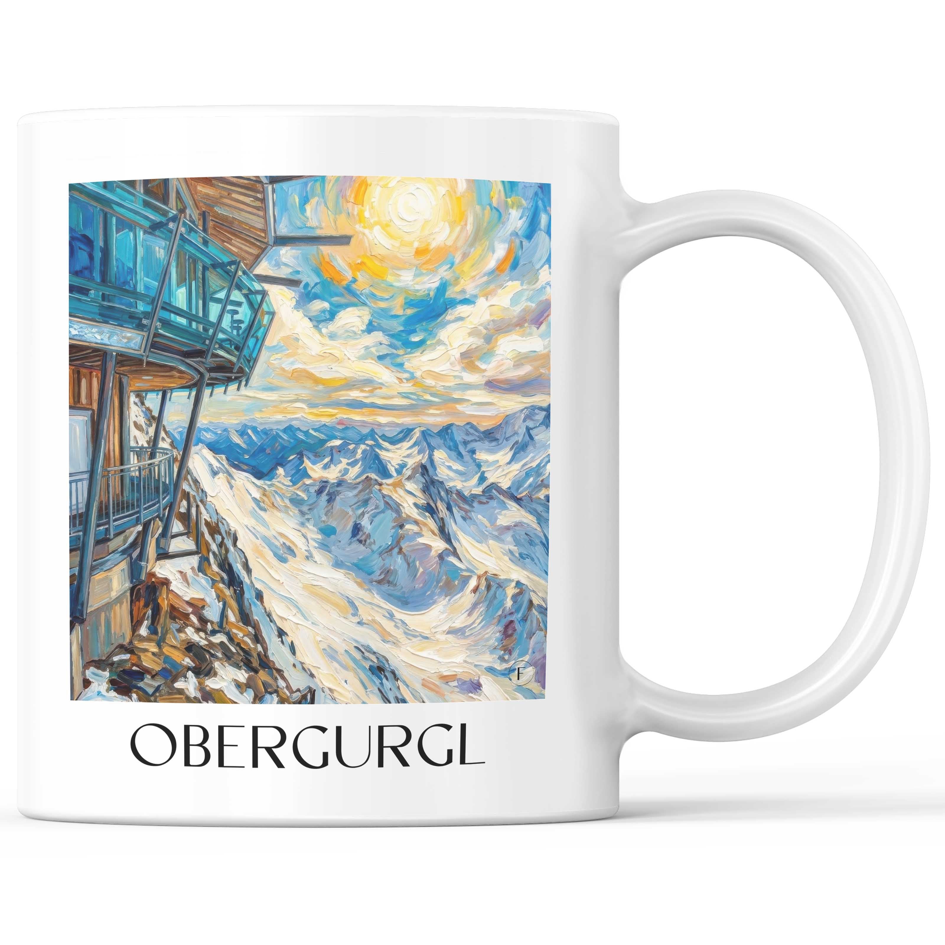 Obergurgl Kaffeebecher - Ötztal - Österreich Becher - Kaffeetasse im Ölgemälde Stil