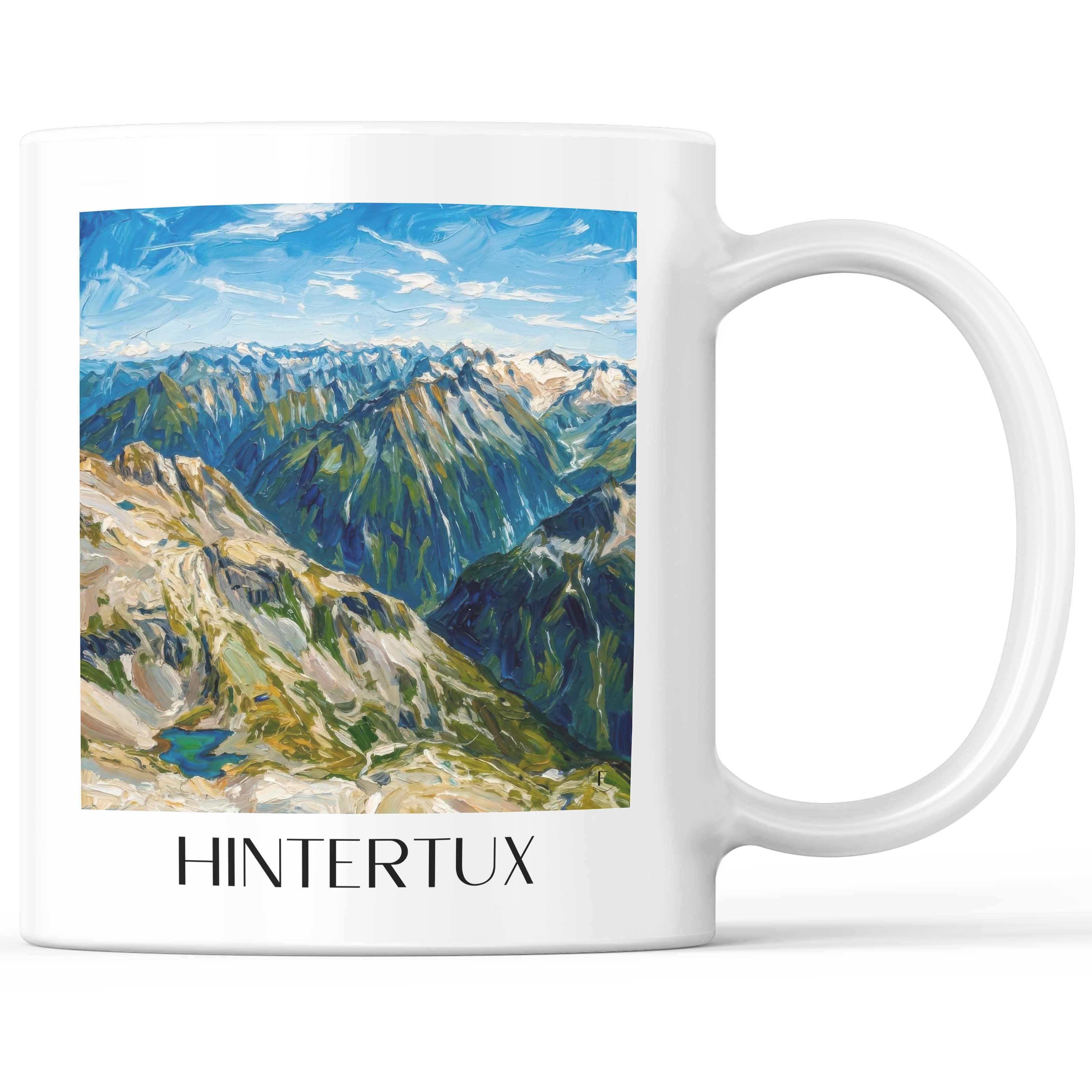 Hintertux Kaffeebecher - Zillertal - Österreich Becher - Kaffeetasse im Ölgemälde Stil