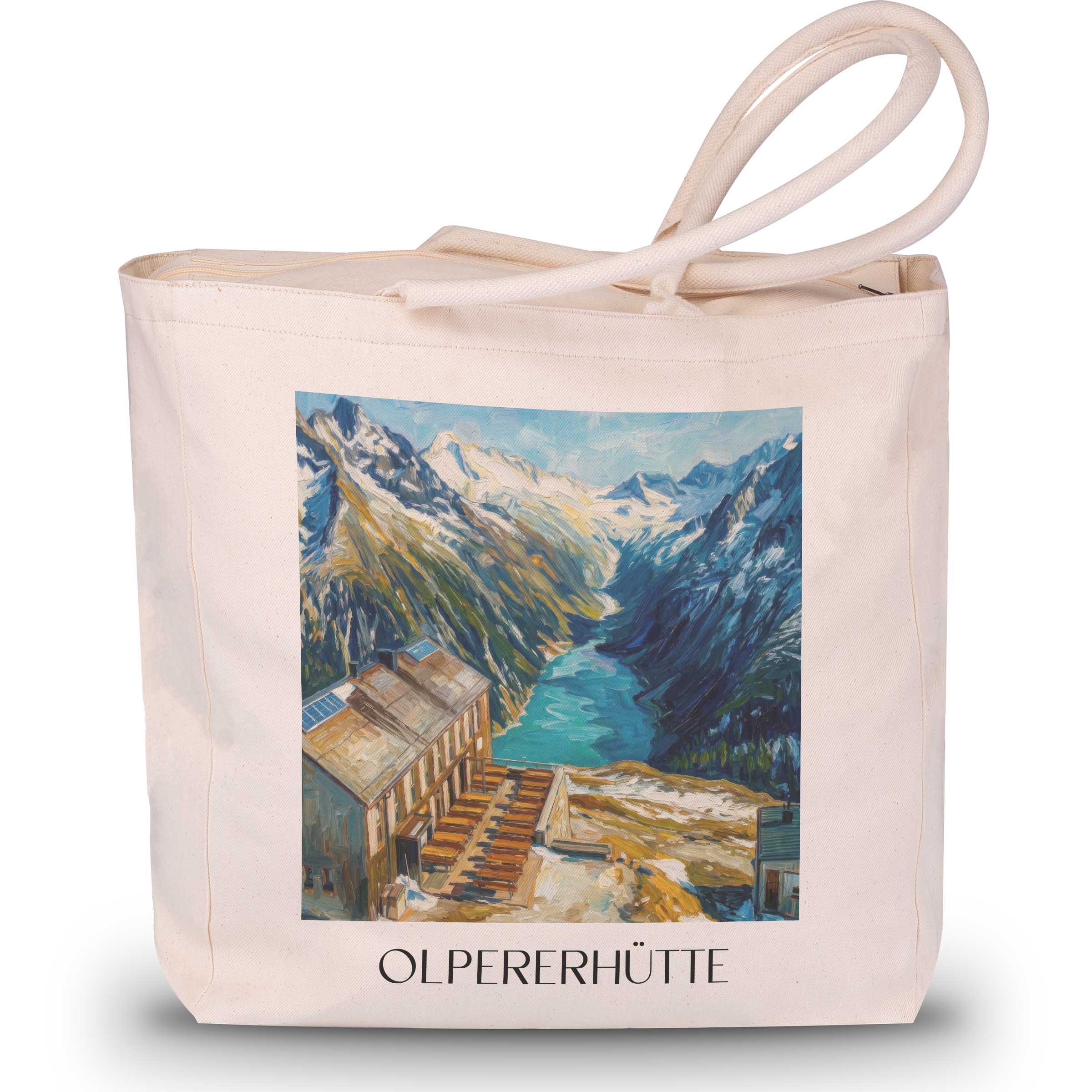 Olpererhütte Shopping Tasche - Zillertal - Österreich Tote Bag - Einkaufstasche im Ölgemälde Stil