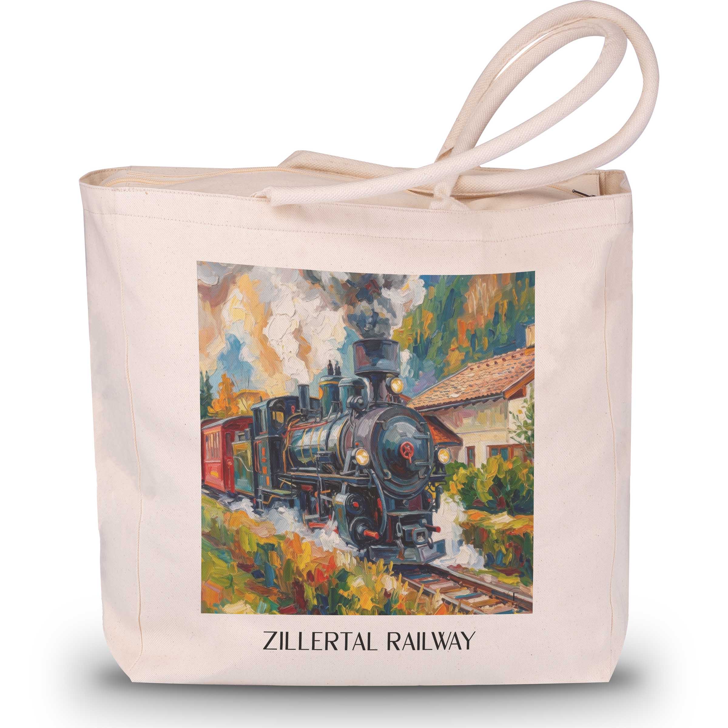 Zillertalbahn Shopping Tasche - Tirol - Österreich Tote Bag - Einkaufstasche im Ölgemälde Stil