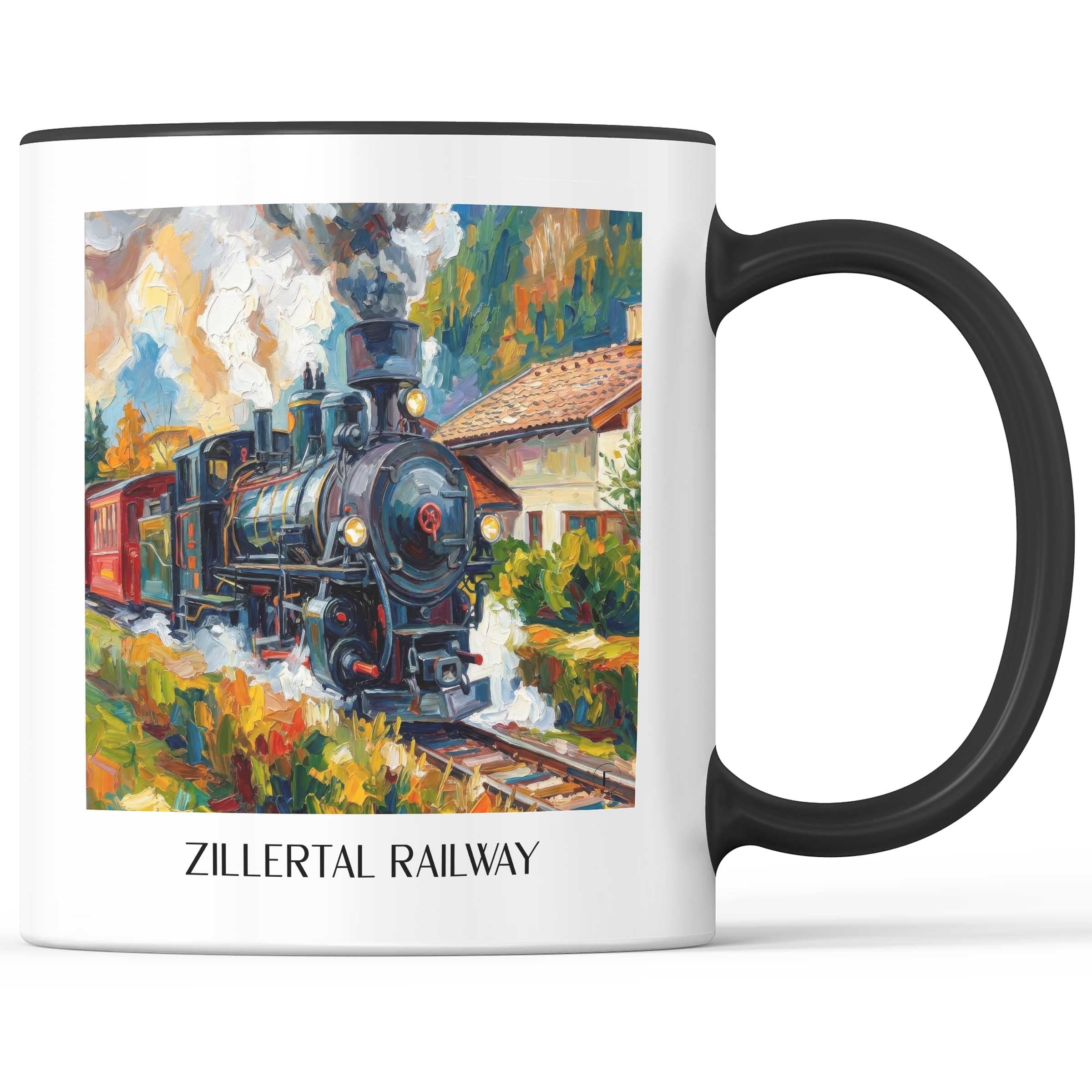 Zillertalbahn Kaffeebecher - Tirol - Österreich Becher - Kaffeetasse im Ölgemälde Stil