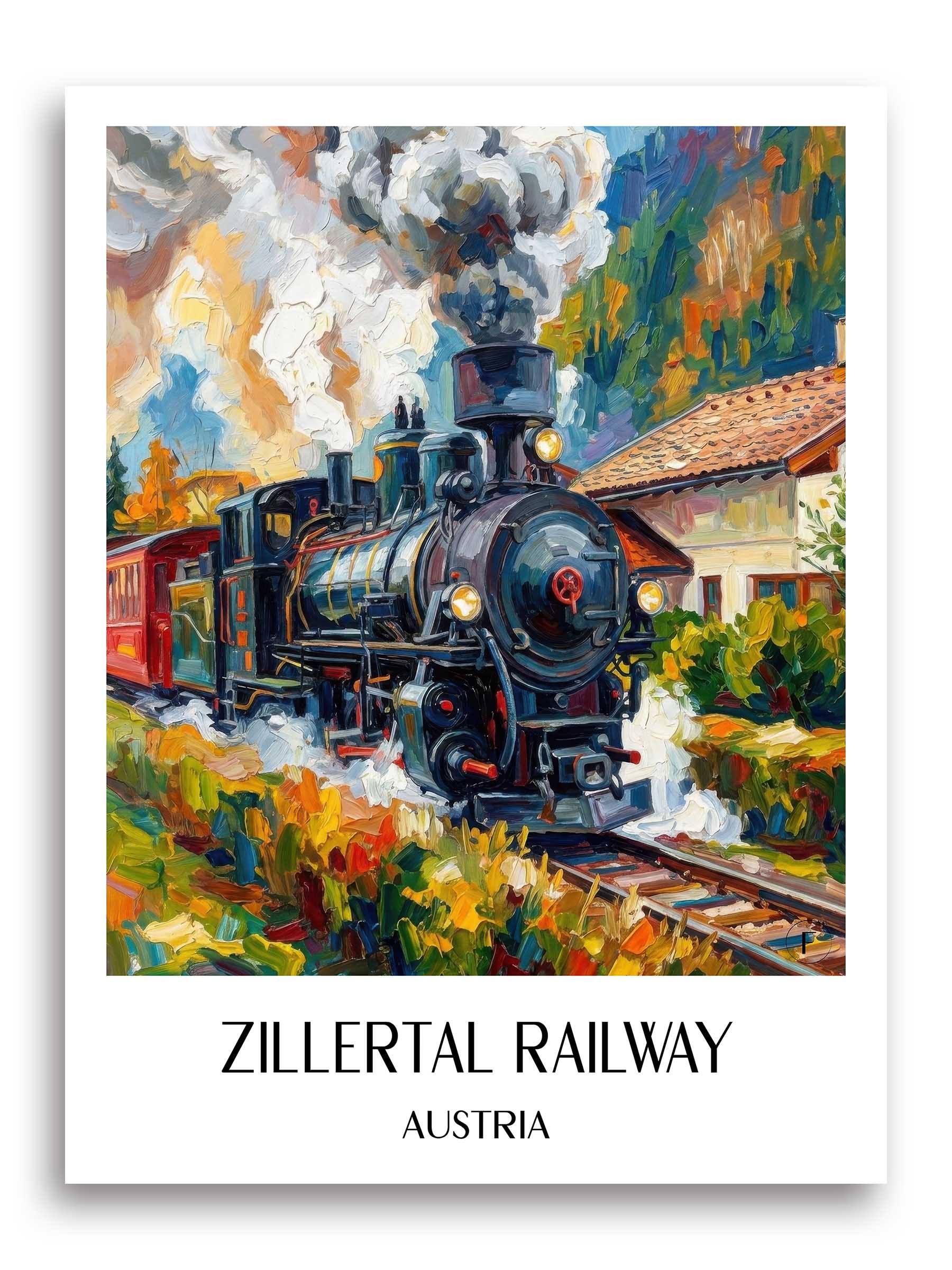 Zillertalbahn Poster - Tirol - Österreich Kunstdruck - Ölgemälde von A4 bis A1