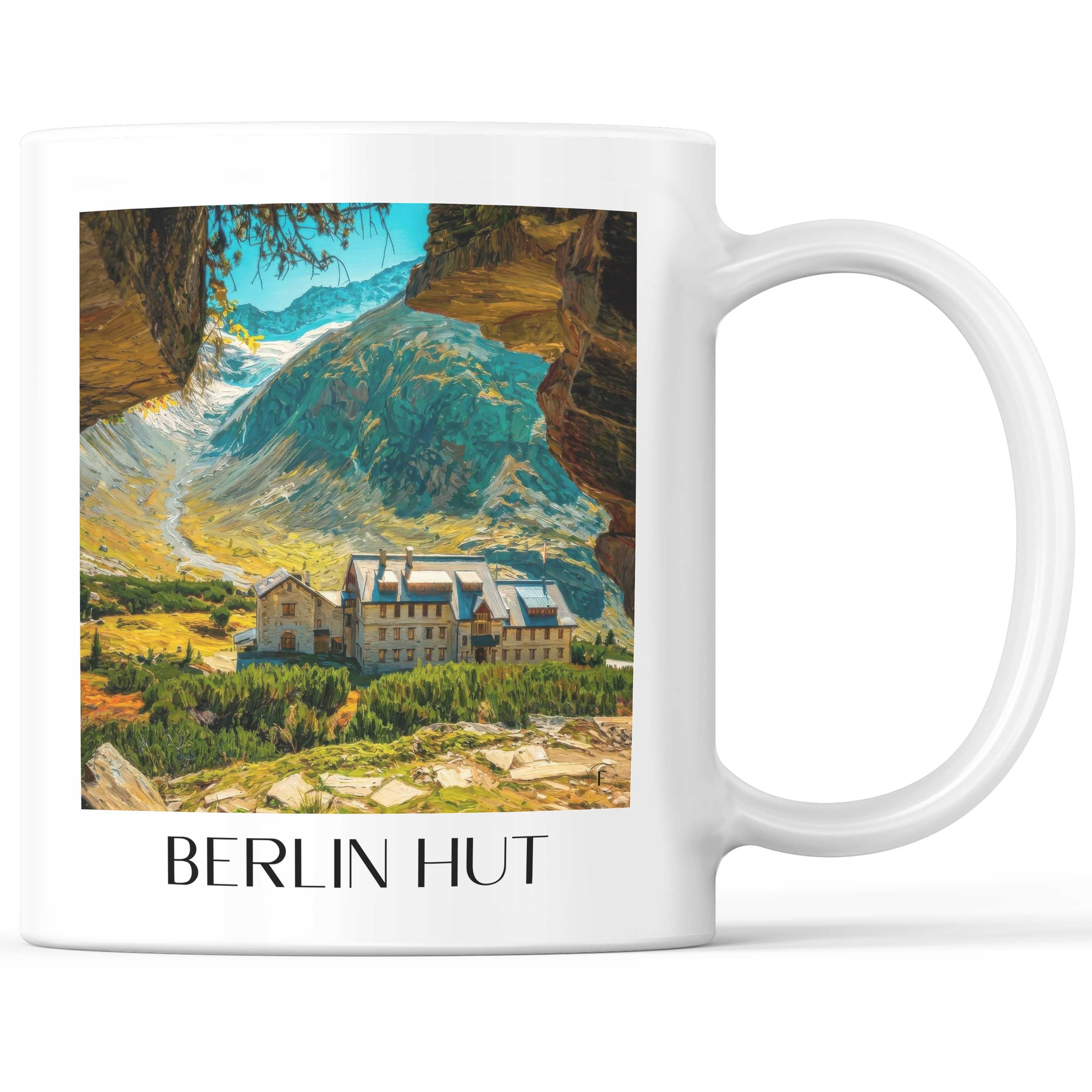 Berliner Hütte Kaffeebecher - Zillertaler Alpen - Österreich Becher - Kaffeetasse im Ölgemälde Stil