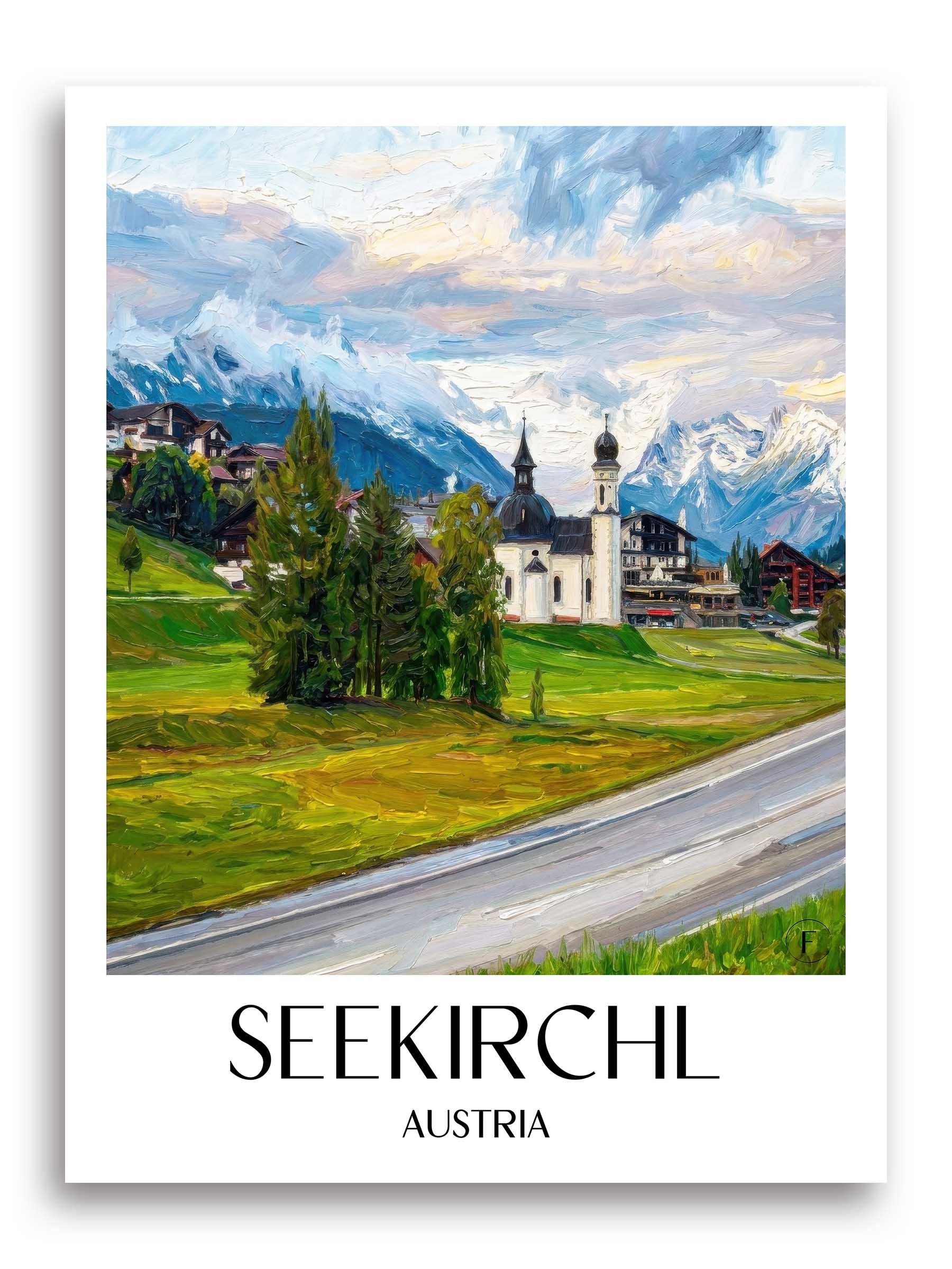 Seekirchl Poster - Seefeld in Tirol - Österreich Kunstdruck - Ölgemälde von A4 bis A1