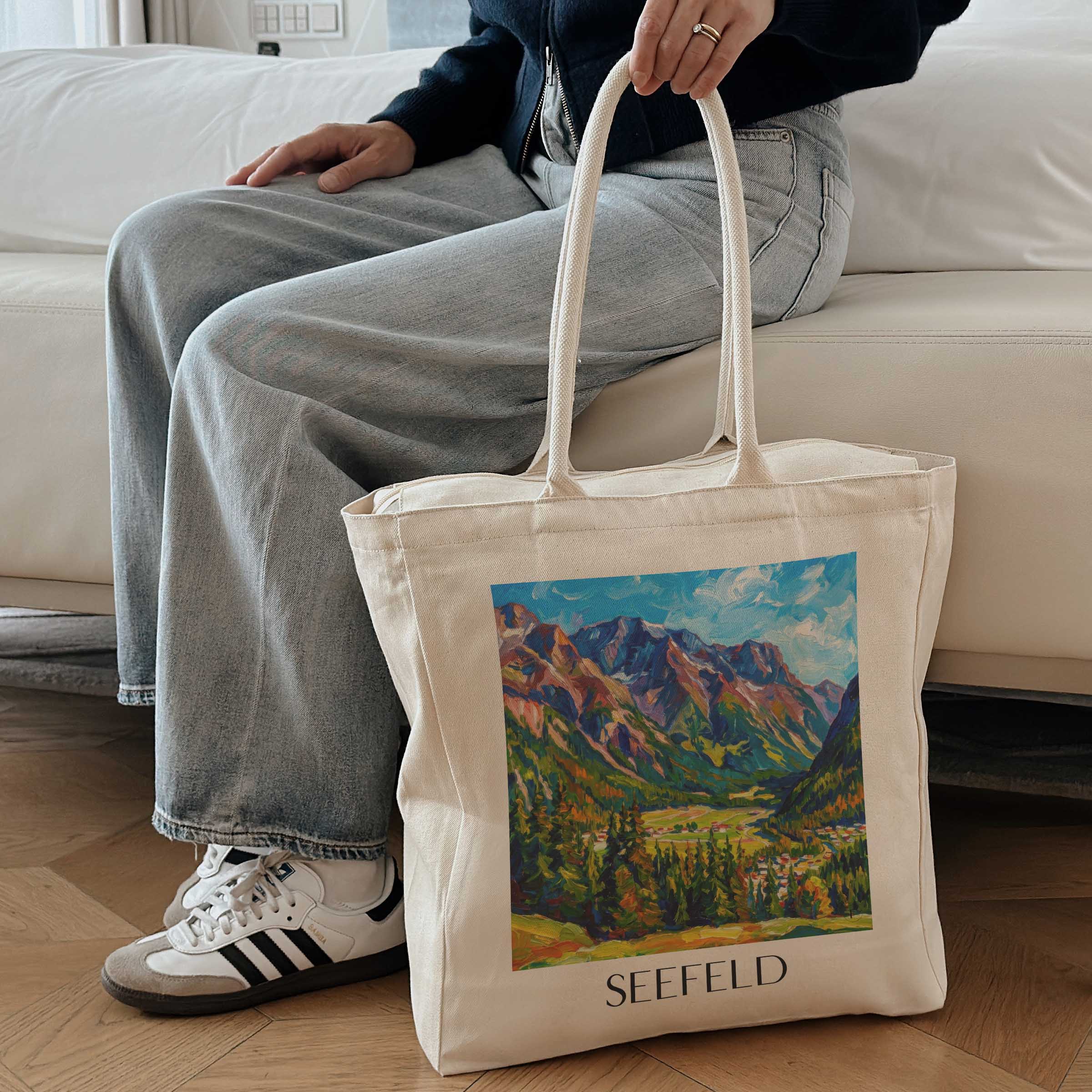seefeld-tirol-österreich-einkaufstasche-oil-painting-oelgemaelde