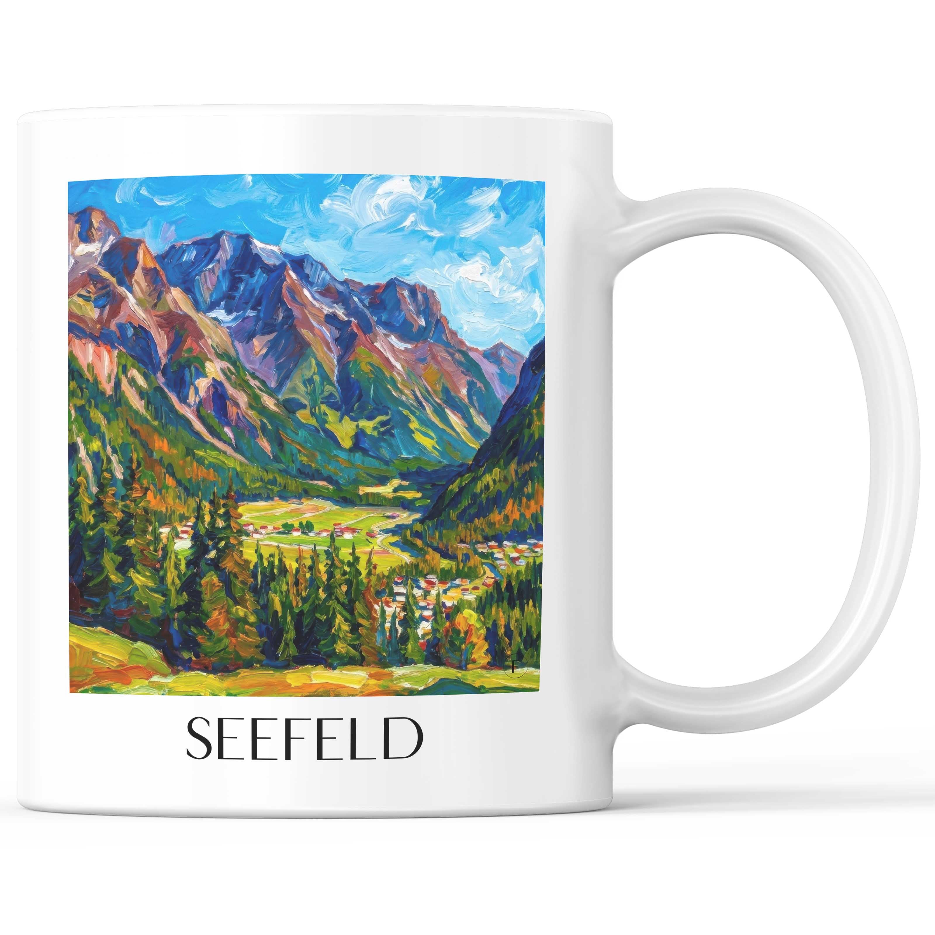 Seefeld Kaffeebecher - Tirol - Österreich Becher - Kaffeetasse im Ölgemälde Stil