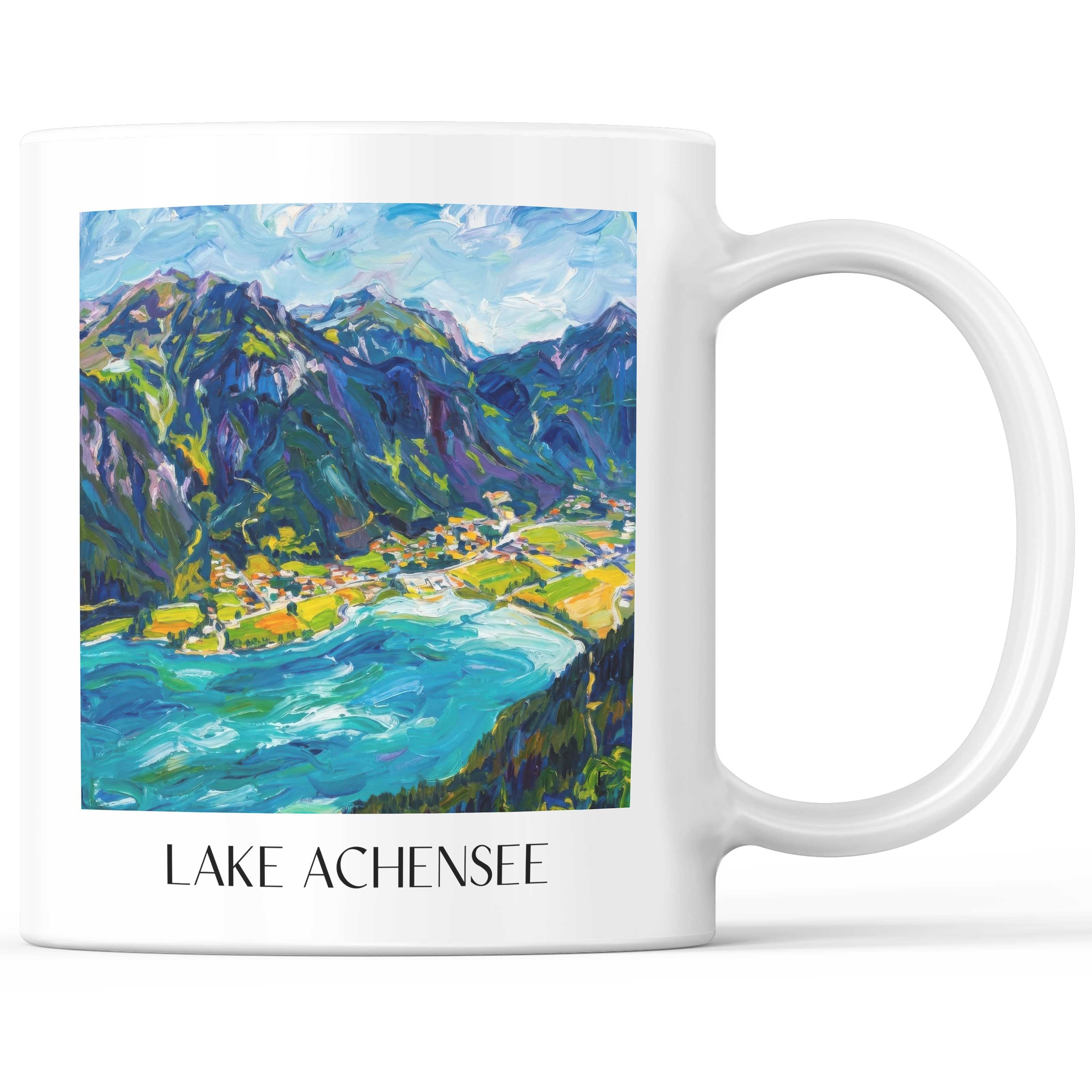 Achensee Kaffeebecher - Tirol - Österreich Becher - Kaffeetasse im Ölgemälde Stil
