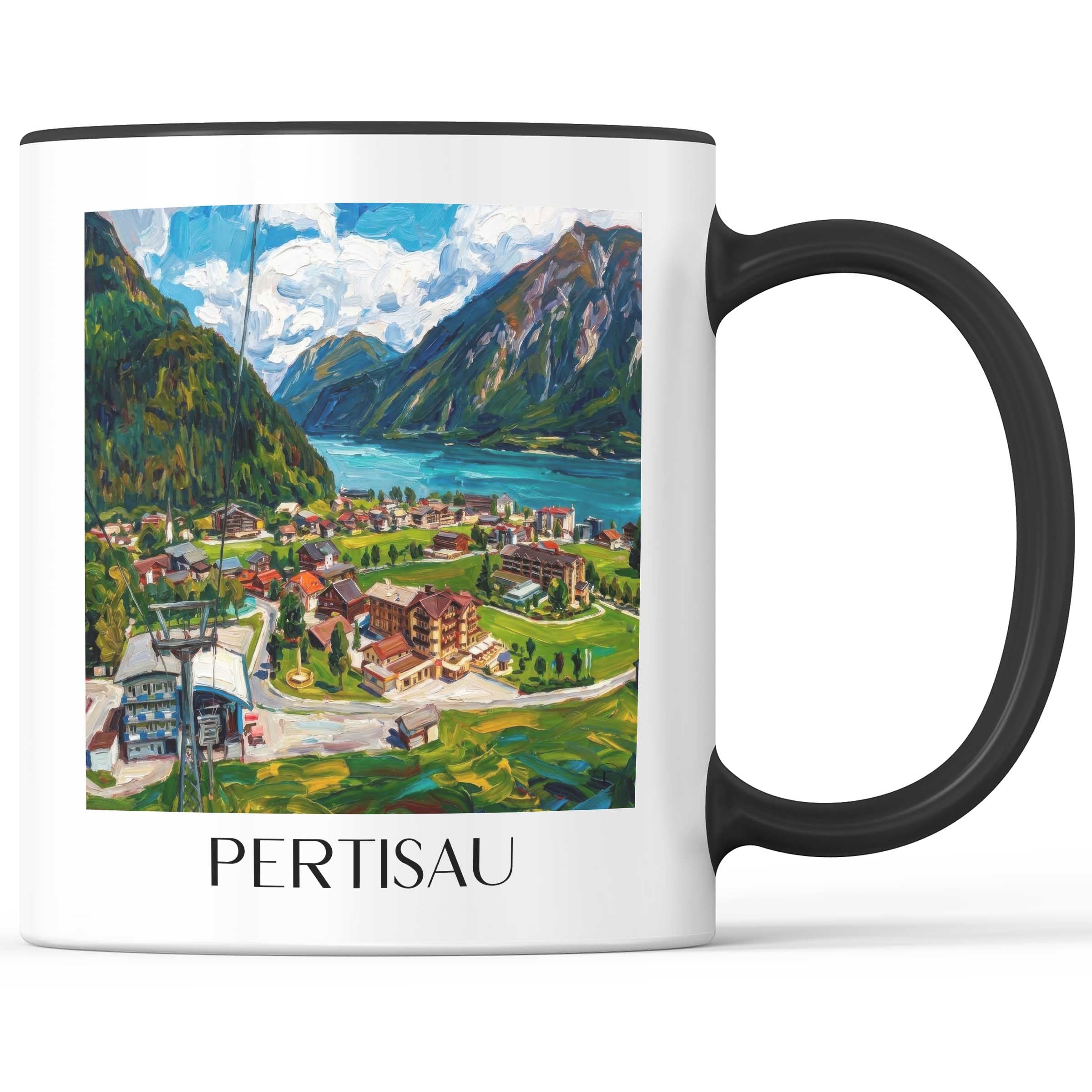 Pertisau am Ufer Kaffeebecher - Achensee - Österreich Becher - Kaffeetasse im Ölgemälde Stil