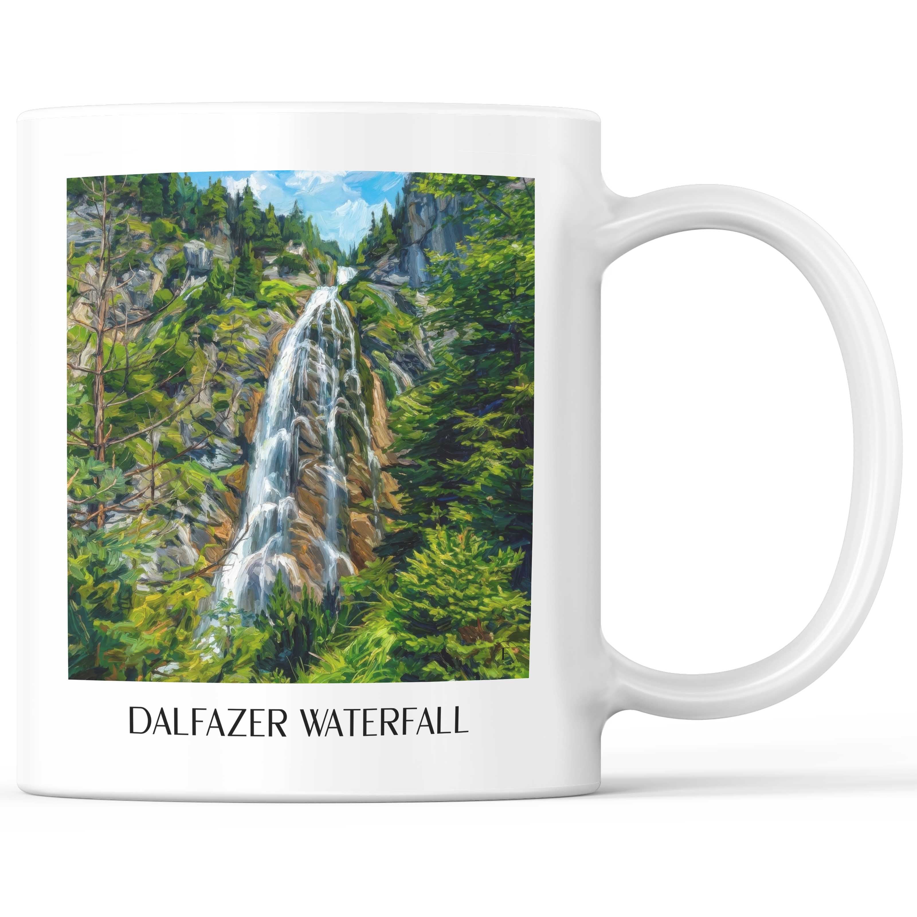 Dalfazer Wasserfall Kaffeebecher - Tirol - Österreich Becher - Kaffeetasse im Ölgemälde Stil